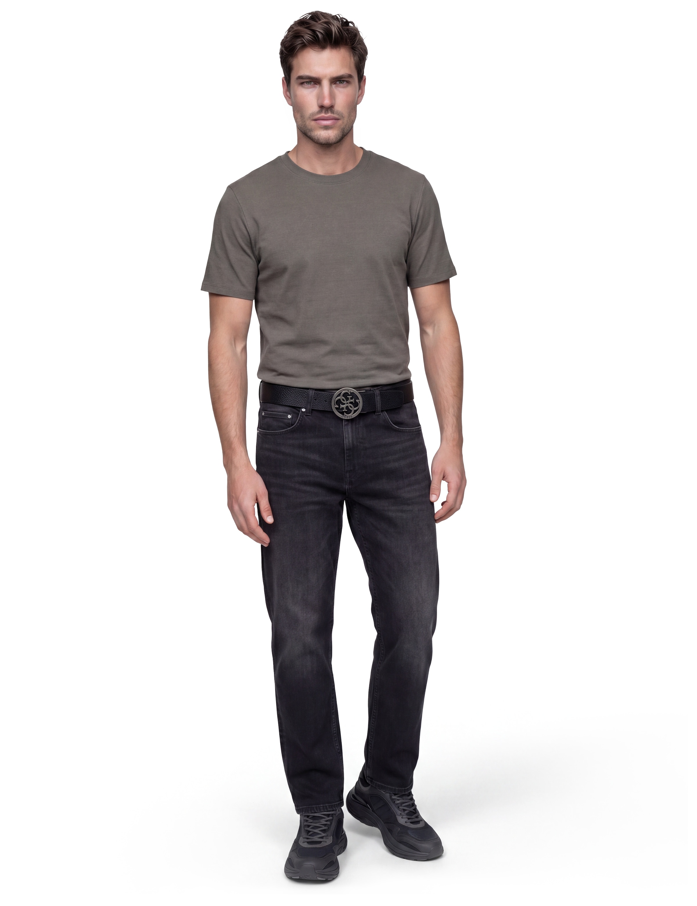 Guess Wendegürtel »MILANO ADJ & REV H35« aus echtem Leder, Logoschließe