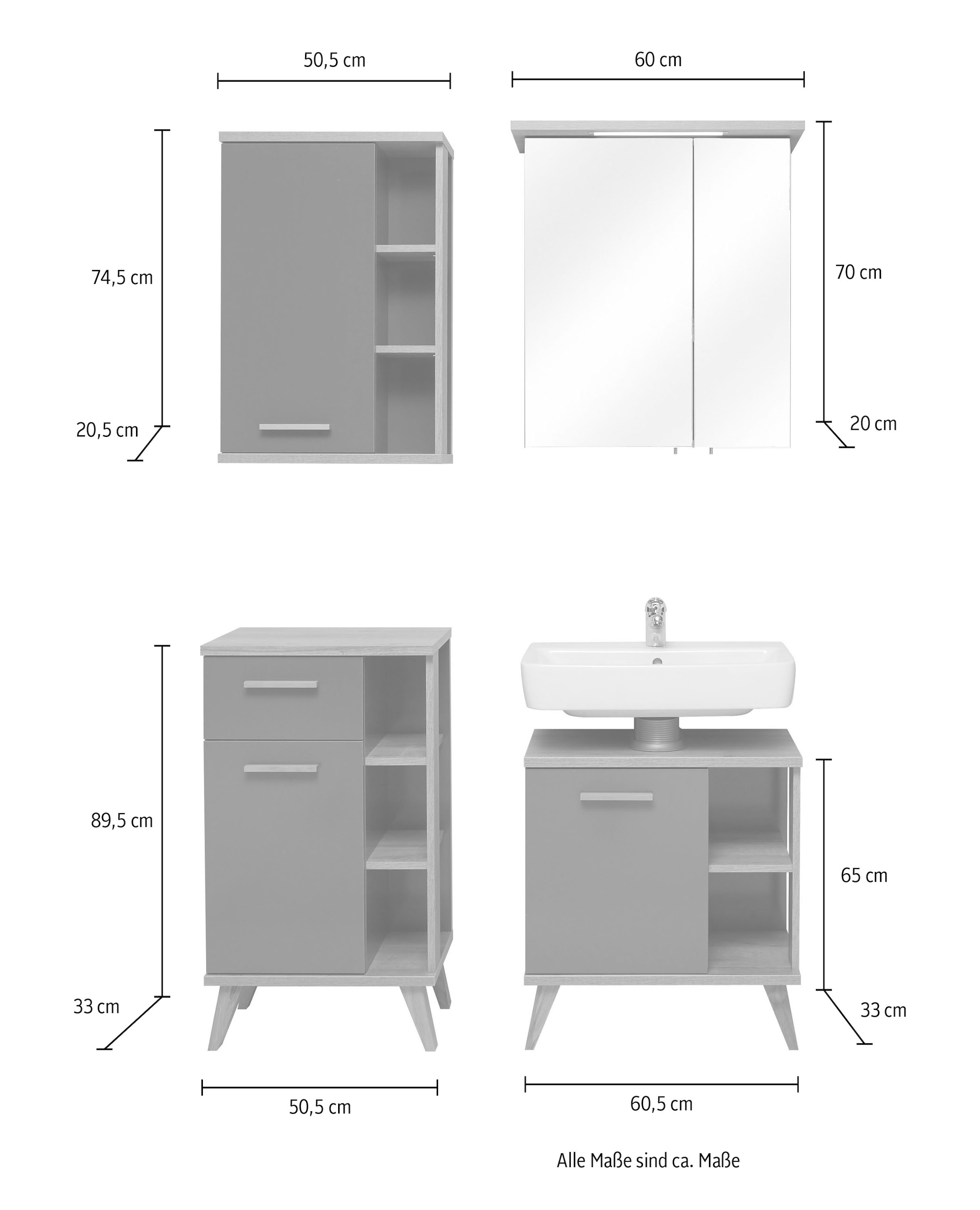Saphir Badmöbel-Set »4-teilig, mit Soft-Close Türen« Set, 4 Stk. tlg.