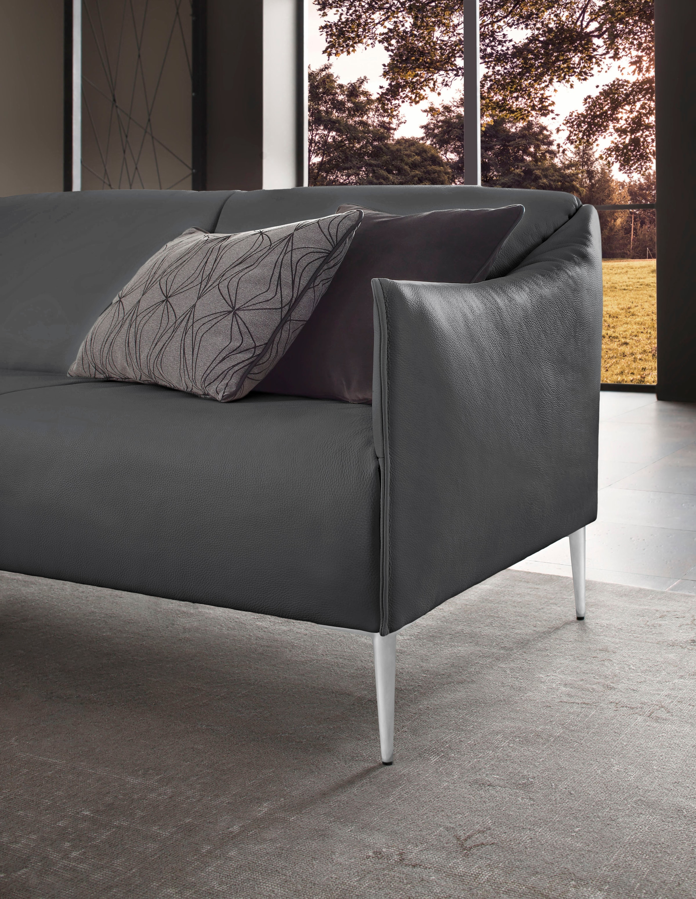 W.SCHILLIG 2-Sitzer »sally Design Sofa mit schmalen Armlehnen, bequem und elegant« mit Metallfüßen in Chrom glänzend, Breite 154 cm