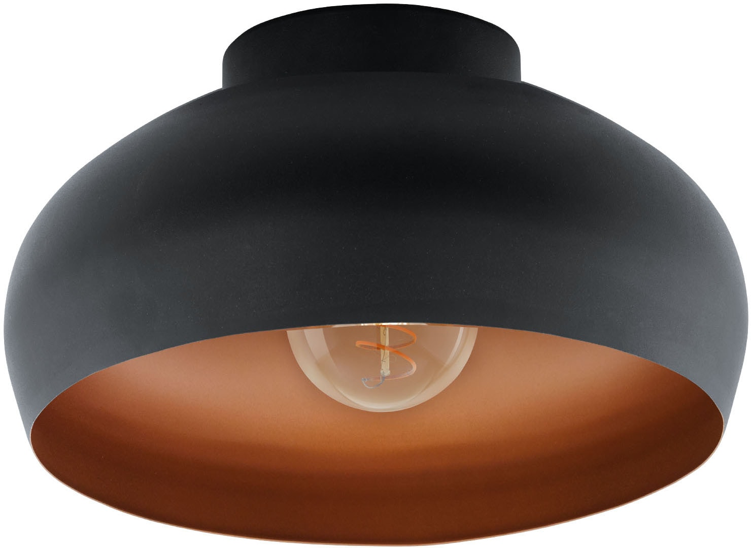 EGLO Deckenleuchte »MOGANO 2 Deckenlampe, Stahl, E27, IP20, Wohnzimmerlampe, Flurlampe«, Leuchtmittel E27 | Leuchtmittel wechselbar-ohne Leuchtmittel, Wand-/Deckenleuchte, H17,5 x Ø28 cm, schwarz, kupfer, 1X40W exkl.