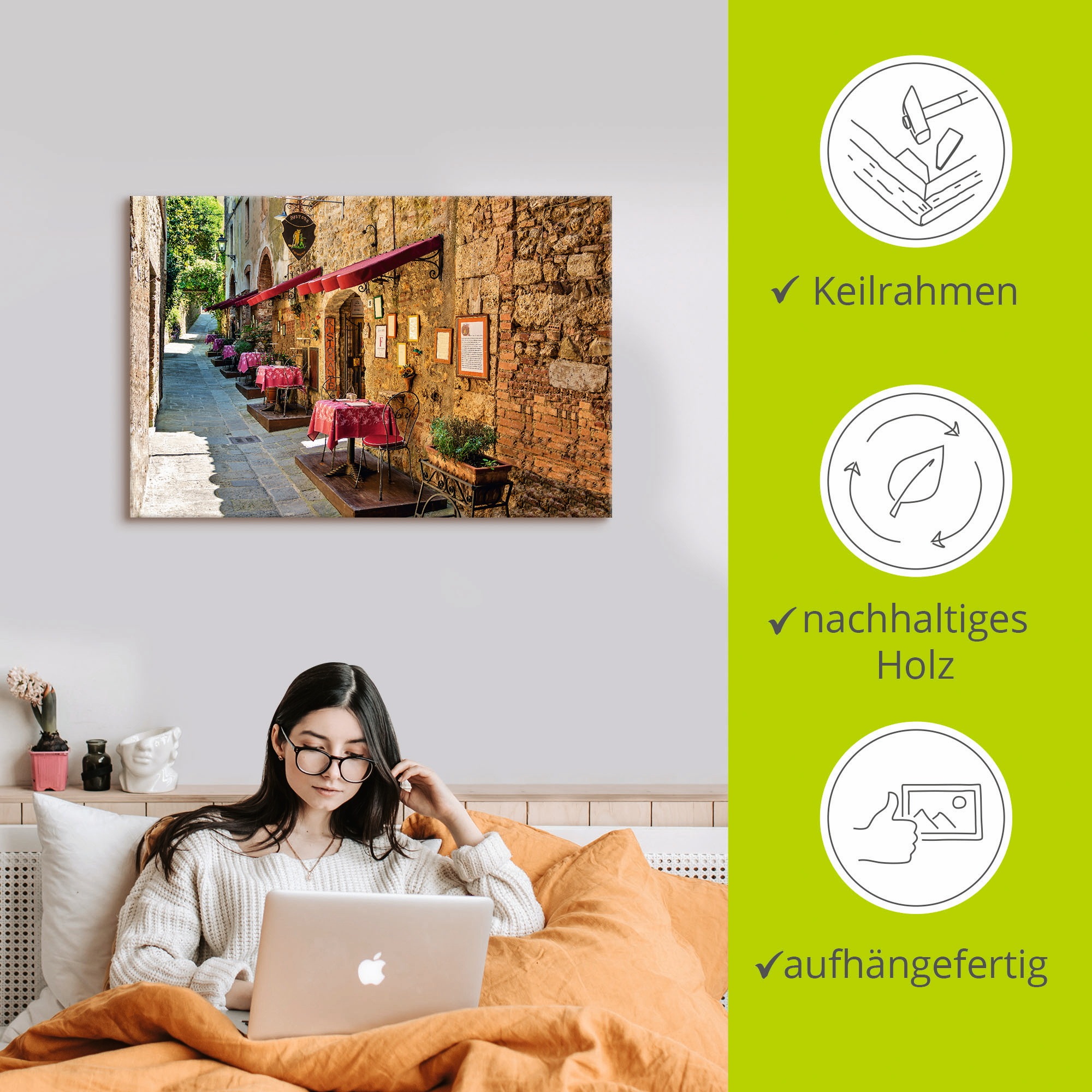 Artland Wandbild »Toskana II«, Europa, (1 St.), als Alubild, Outdoorbild, Leinwandbild, Poster, Wandaufkleber