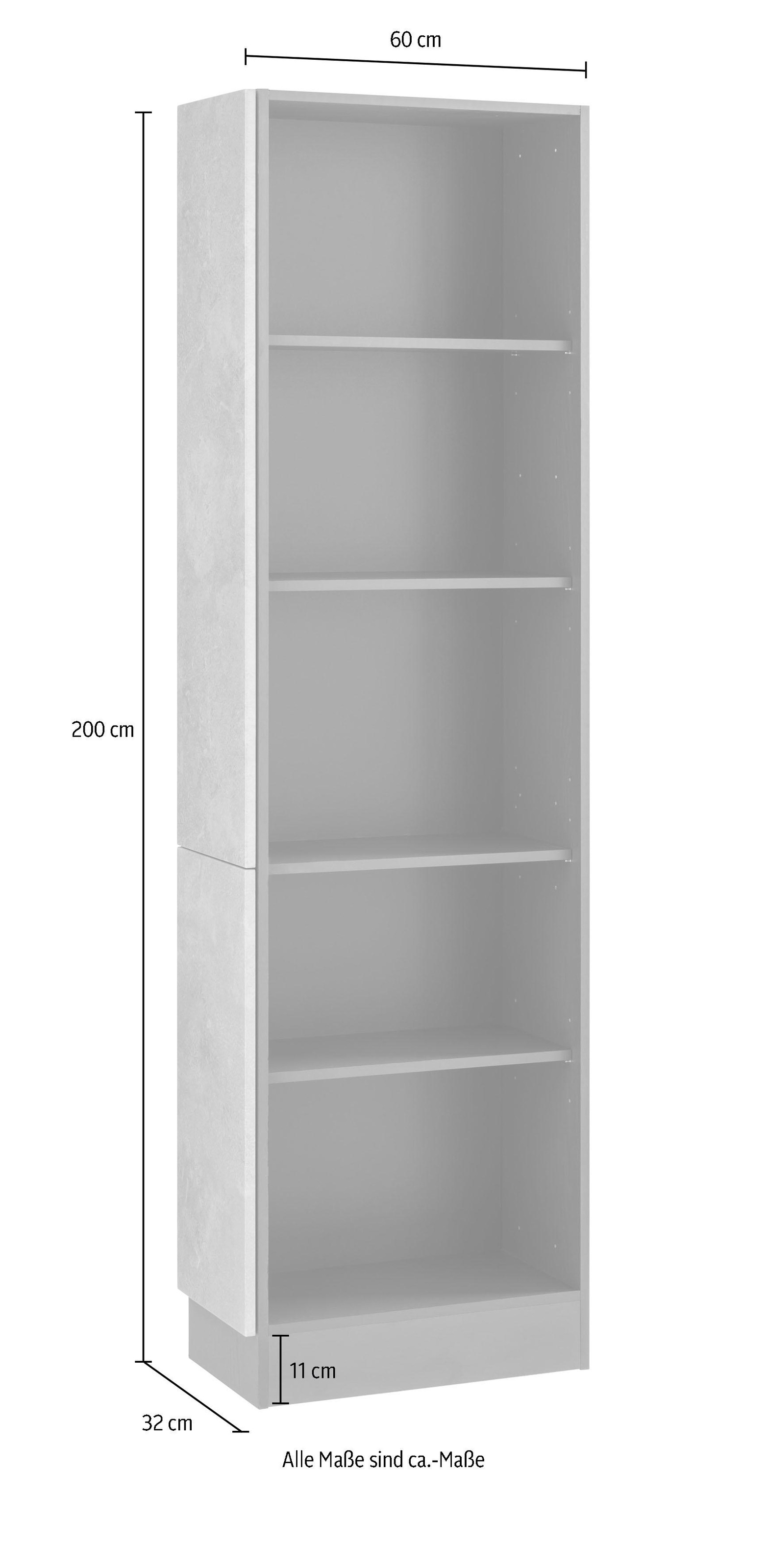 KOCHSTATION Anbauregal »KS-Tulsa« 30 cm breit, 200 cm hoch, mit 5 Fächern, MDF Front
