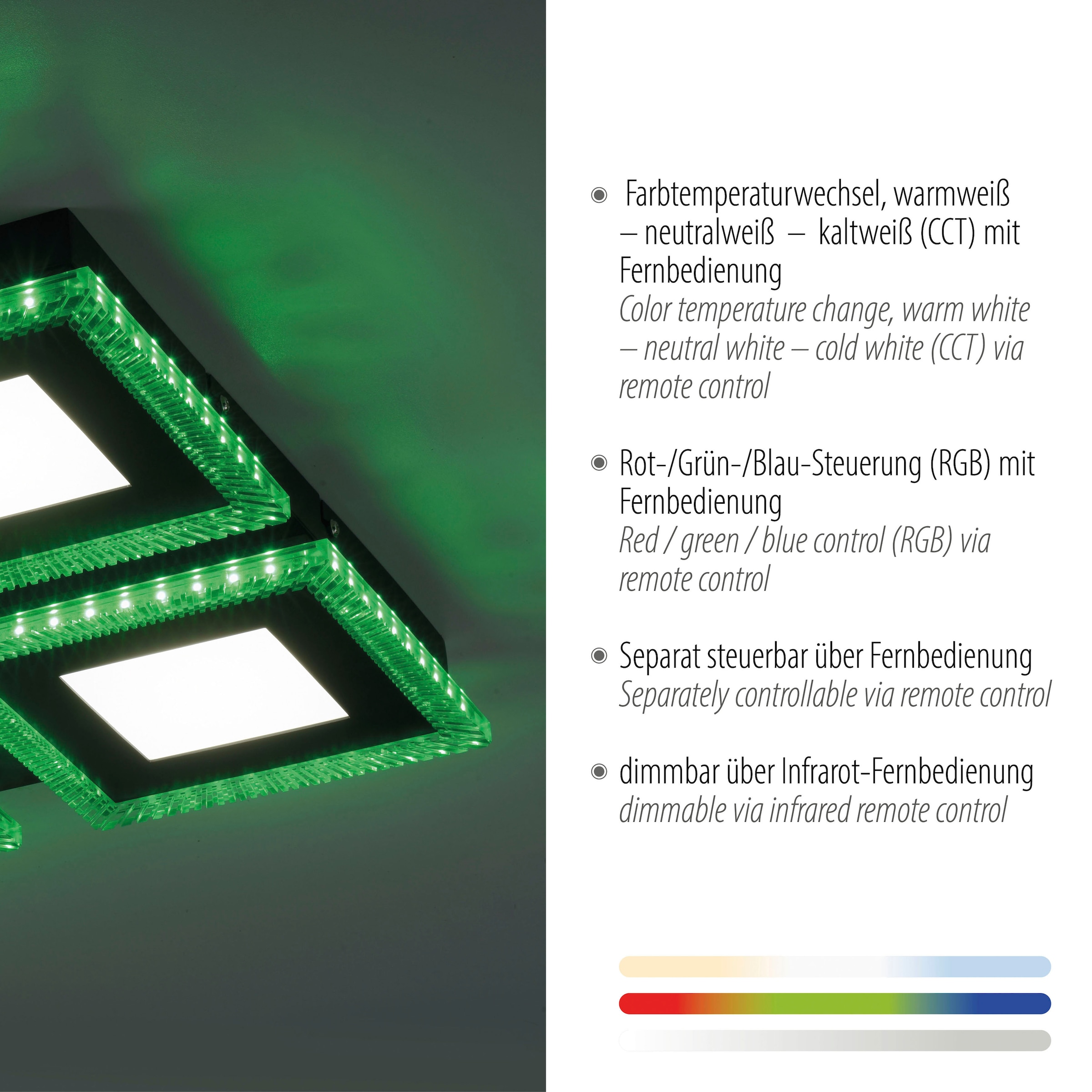 JUST LIGHT LED Deckenleuchte »ACRI«, 2 flammig, Leuchtmittel LED-Board-LED-Board | LED fest integriert-LED fest integriert