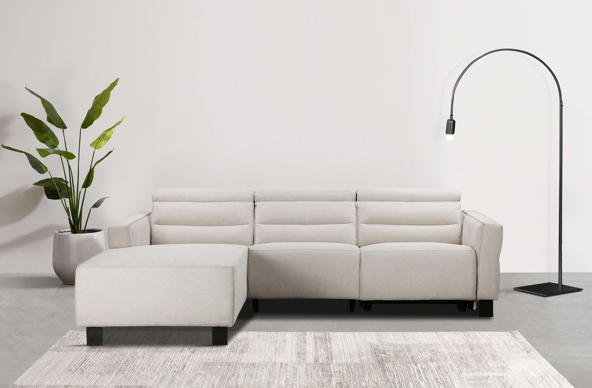Places of Style Ecksofa »Carpari, L-Form, 263 cm, manuelle o. elektrische Relaxfunktion,«, USB A/C und Kopfteilverstellung