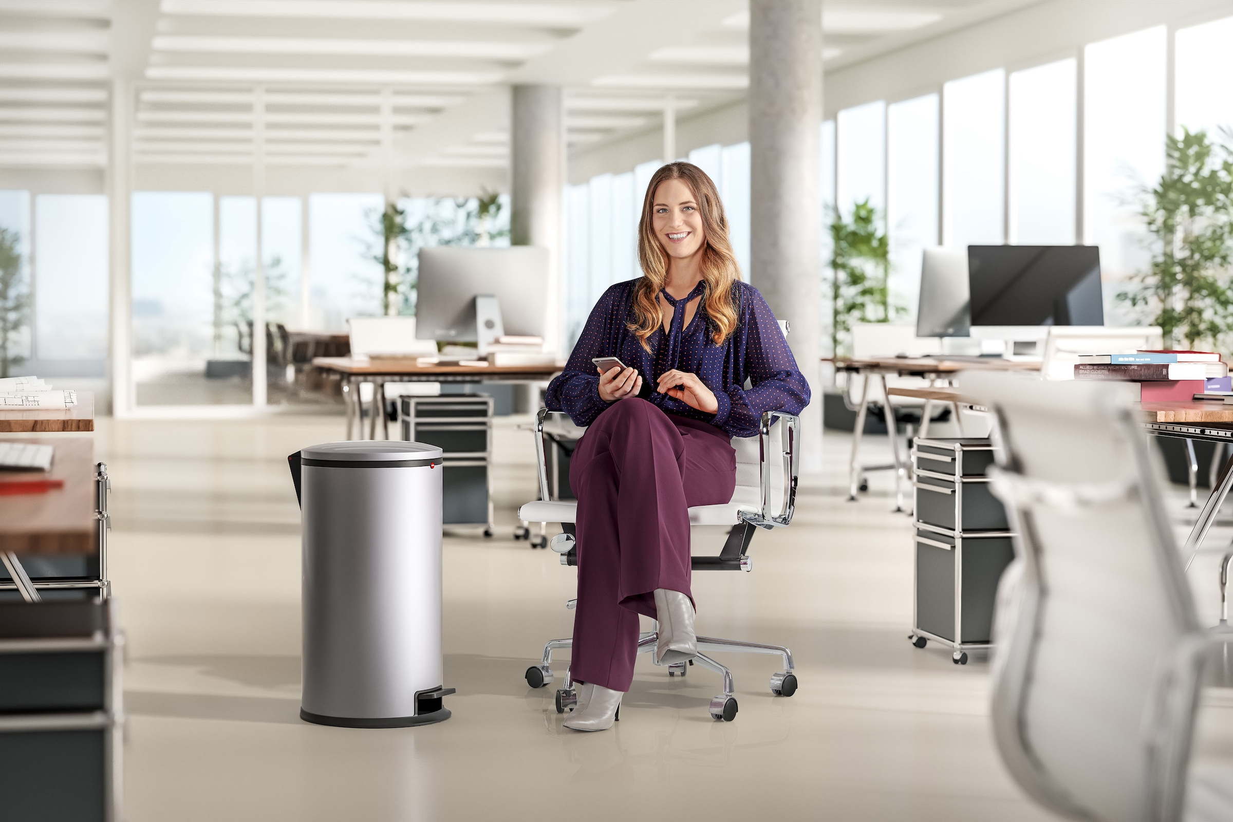 Hailo Mülleimer »Pure XL«, 1 Behälter, 44 l, Stahlblech o. Edelstahl, verzinkter Inneneimer, Made in Germany