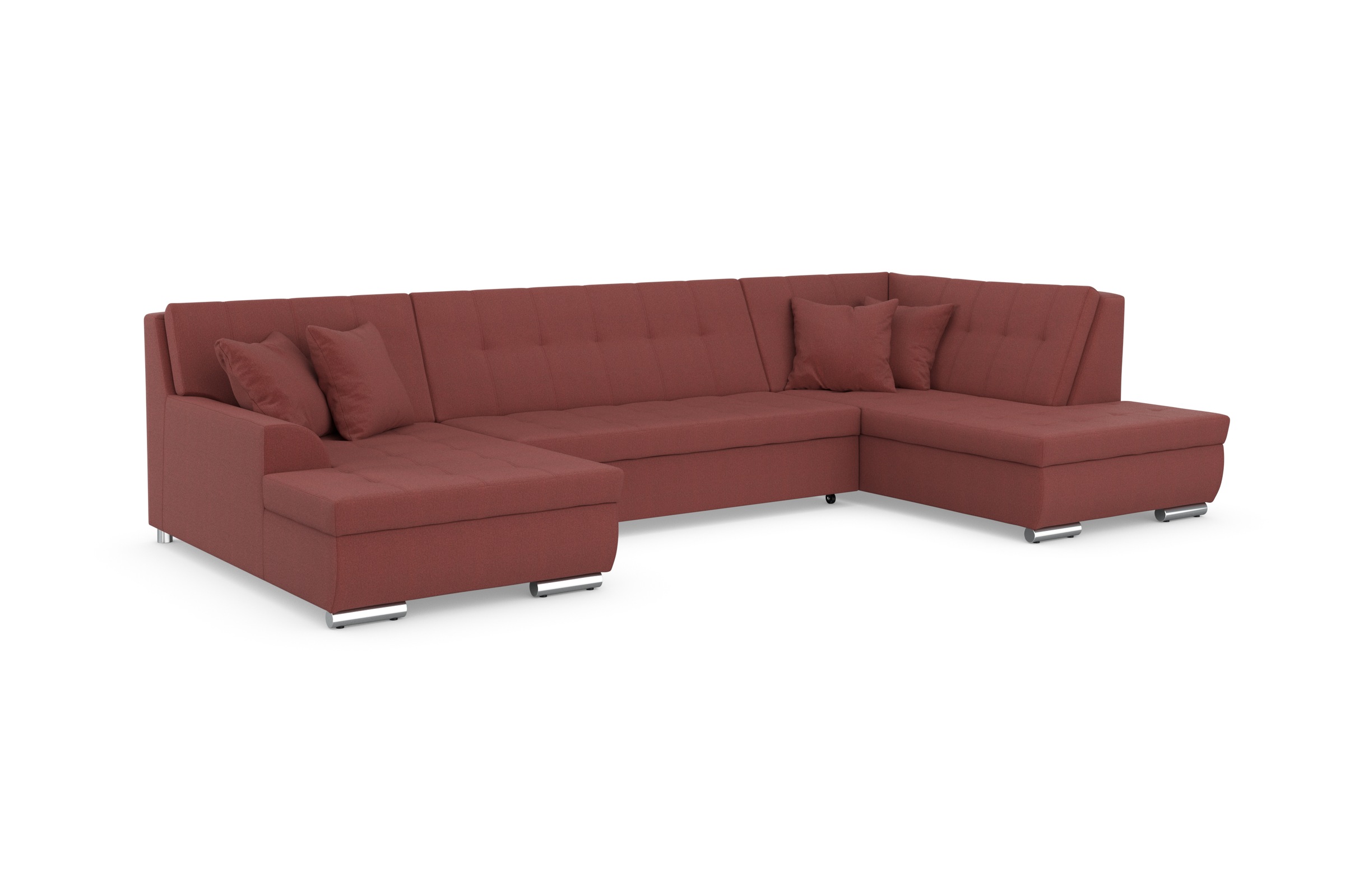 DOMO collection Wohnlandschaft »Treviso incl. Zierkissen, moderne Steppung, XXL: B/T/H: 364/201/83 cm«, wahlweise mit Bettfunktion, in vielen Bezugsarten auch in Cord U-Form