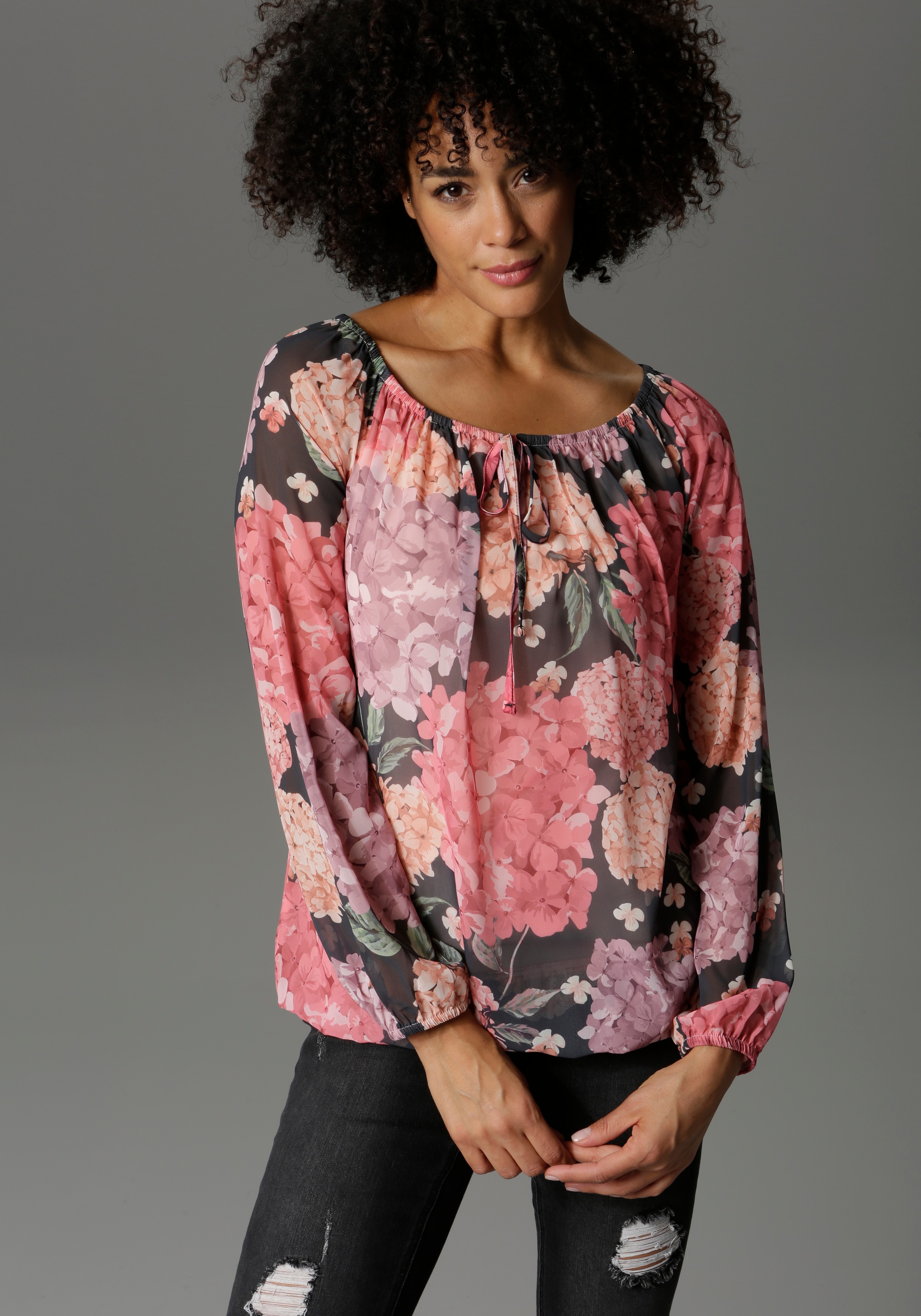 Aniston CASUAL Carmenbluse, mit Jerseyfutter unterlegt - NEUE KOLLEKTION