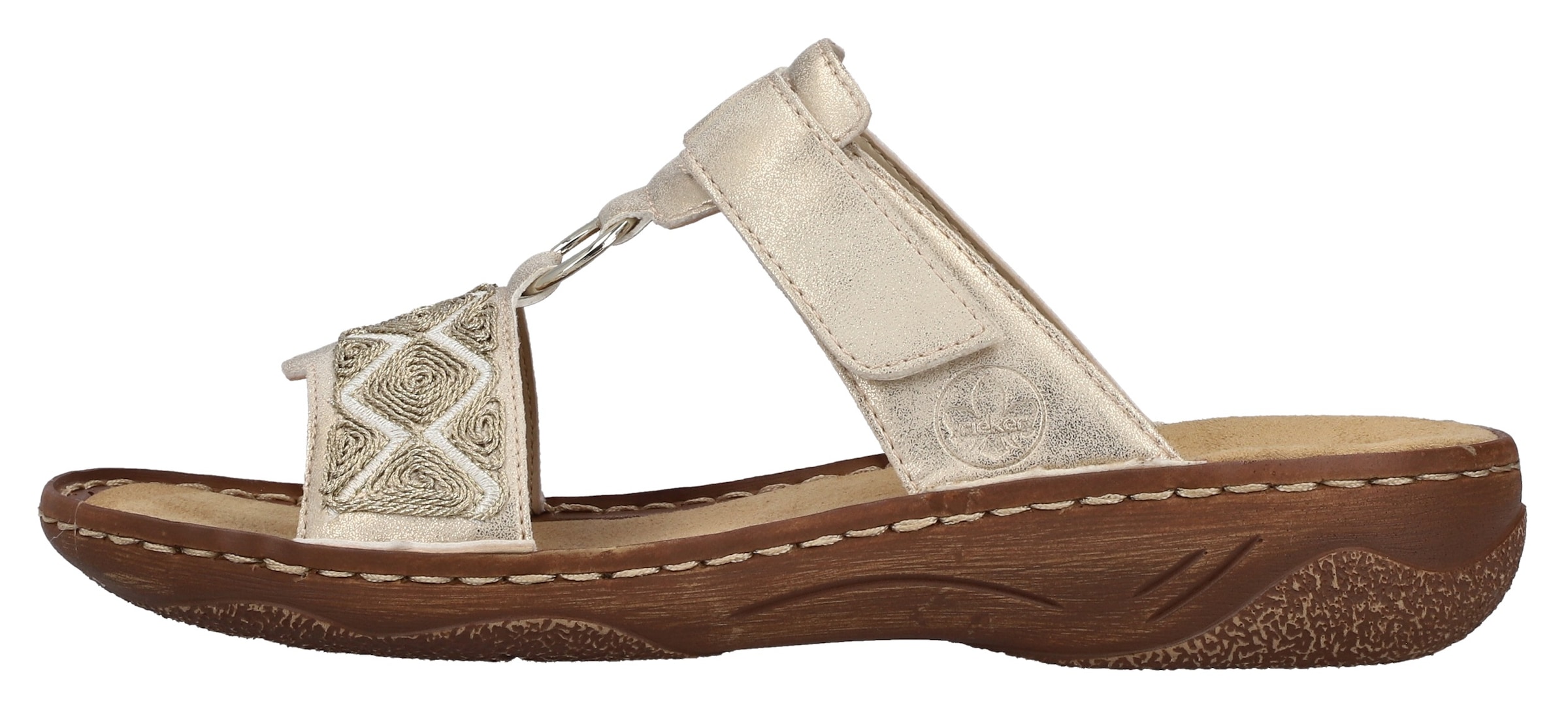 Rieker Pantolette, Sommerschuh, Strandschuh, Schlappen, Urlaubschuh mit Klettverschluss