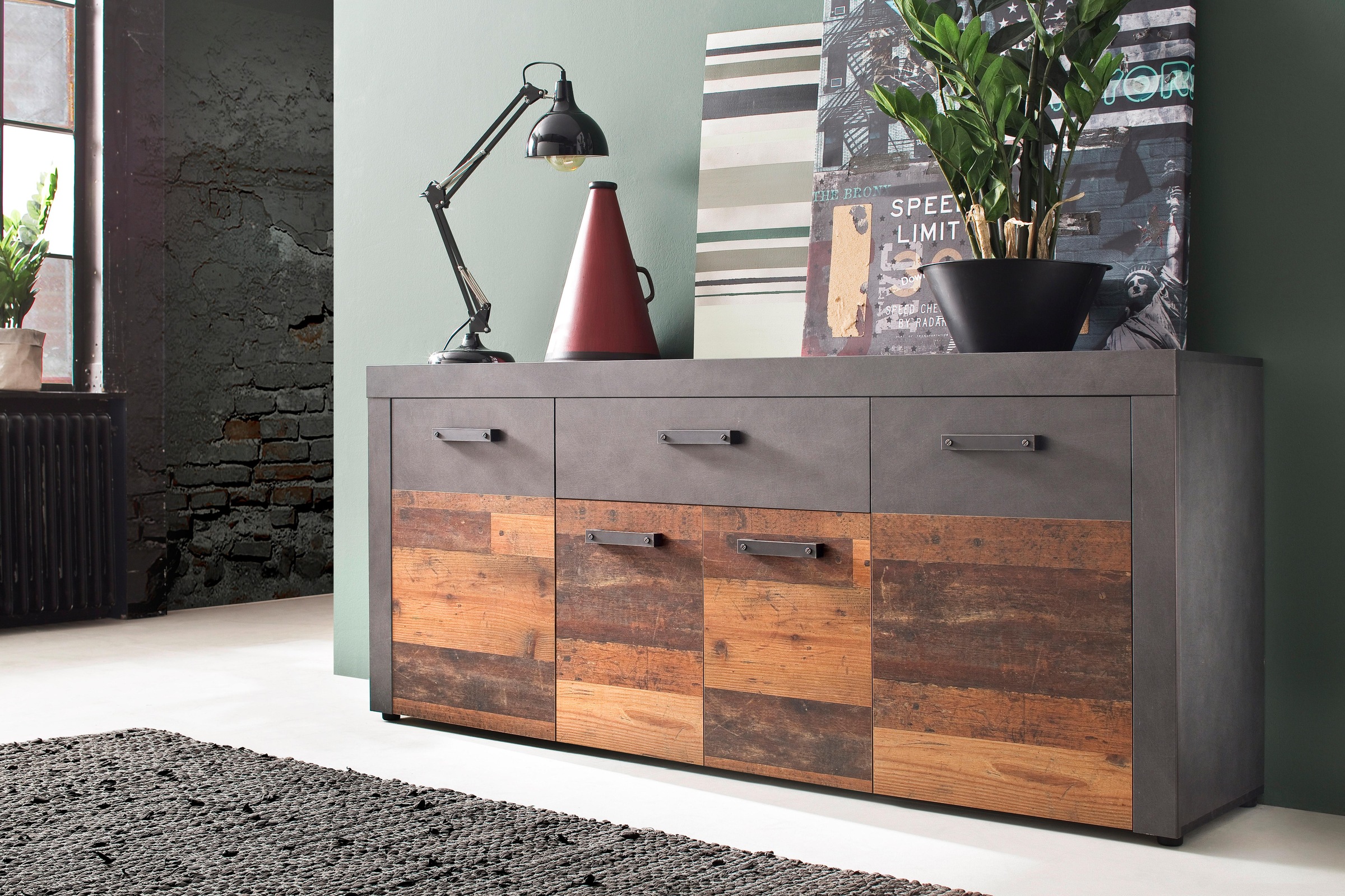 INOSIGN Sideboard »Ilana«, Sideboard mit 4 Türen & 1 Schublade - (B/T/H) 178/40/76 cm
