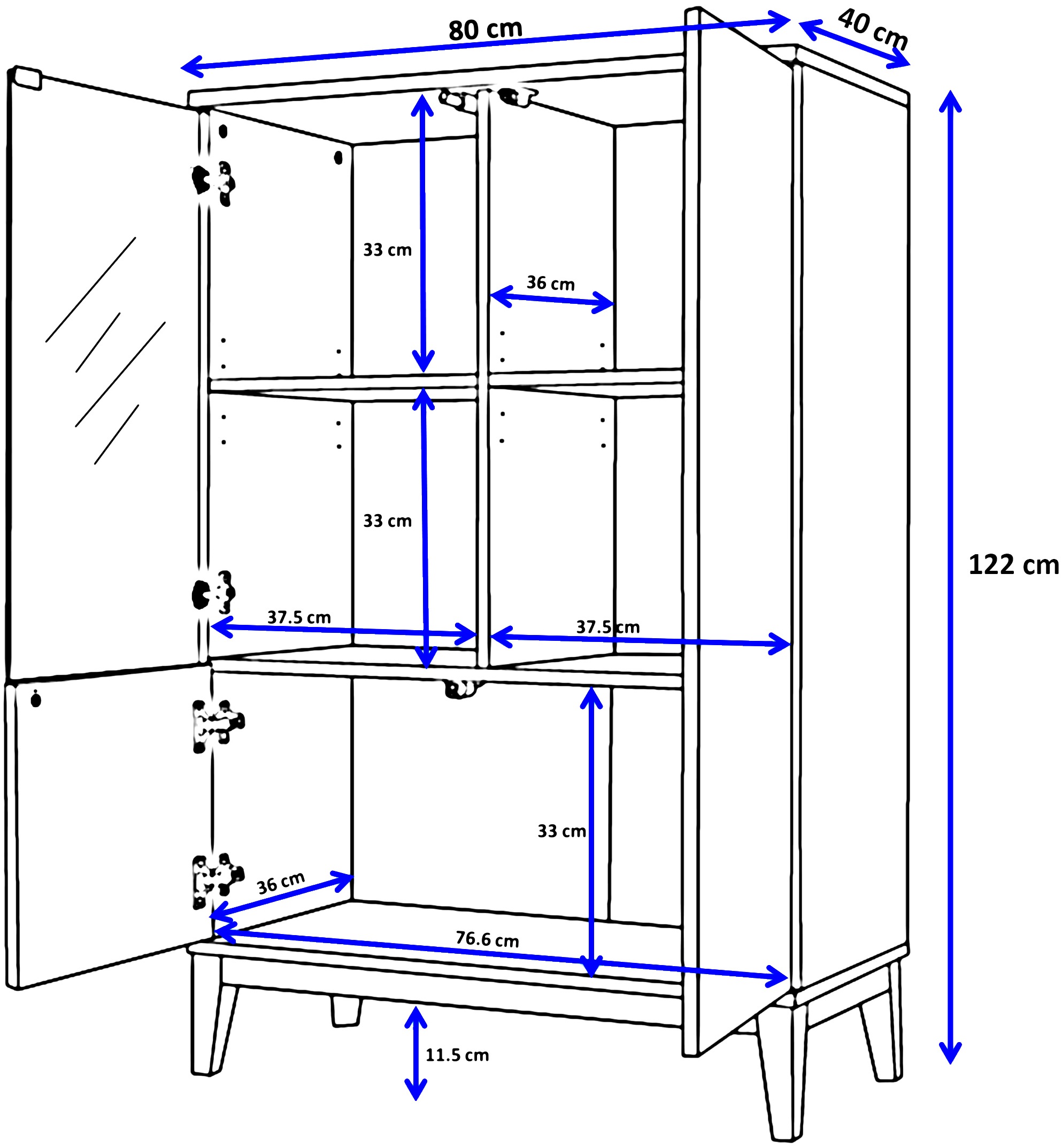 OTTO home Highboard »Maryd« Kommode, Midischrank, m. Glas- u. Holztüren, Einlegeböden, Breite 80cm