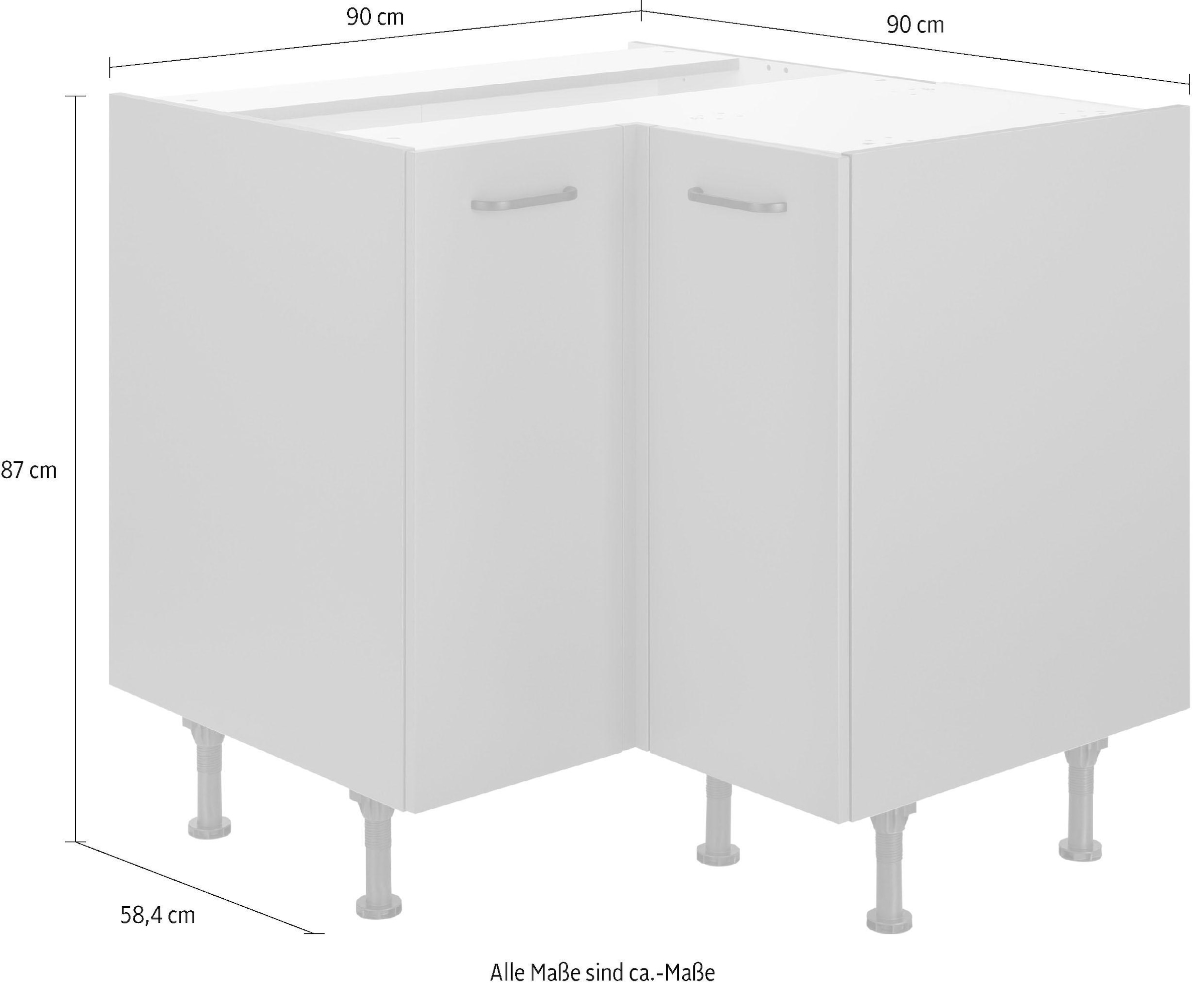 Eckunterschrank OTTO online »Elga«, bei OPTIFIT Füße, höhenverstellbaren 90x90 Breite Soft-Close-Funktion, mit cm