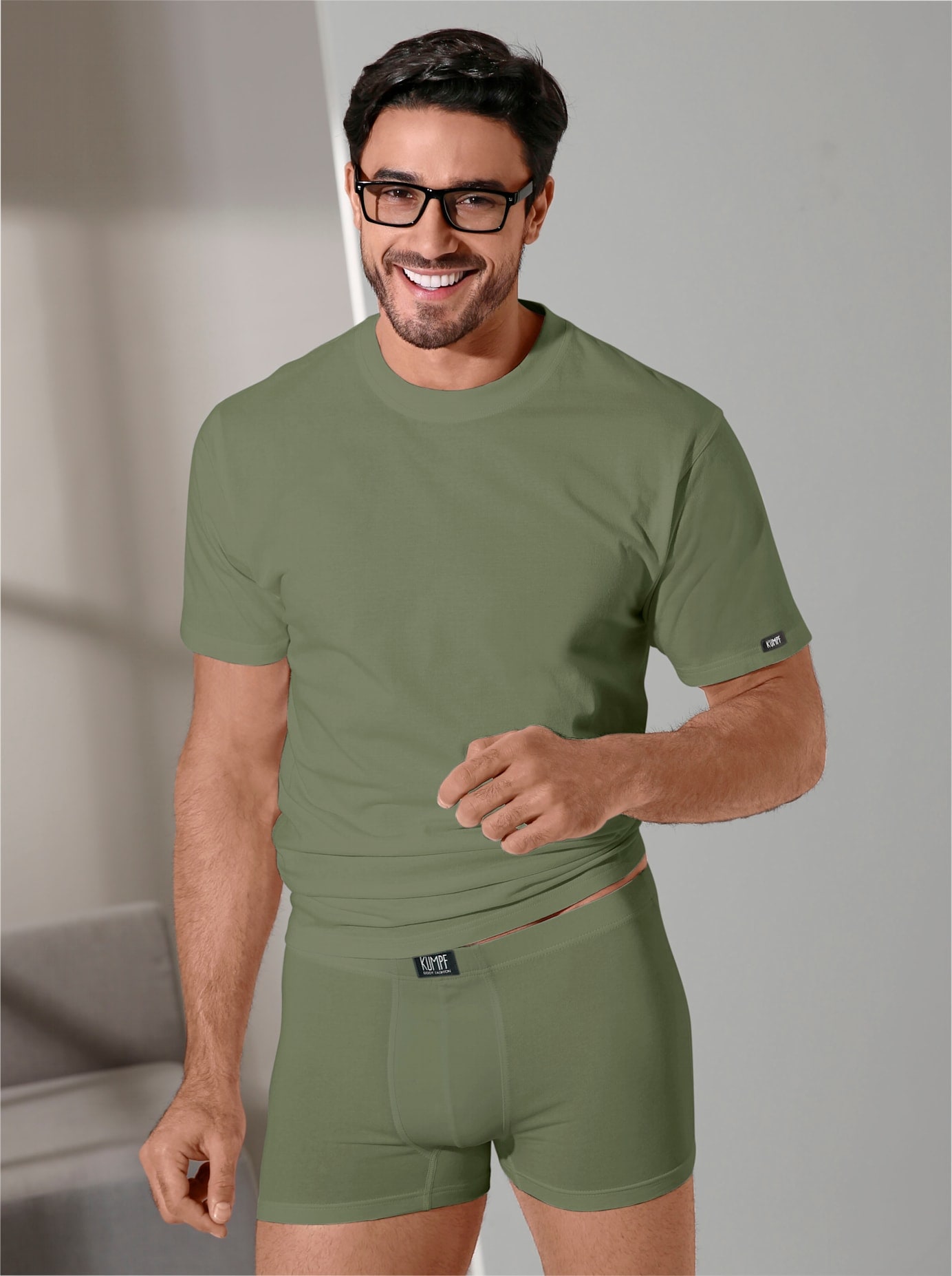 Kumpf Herren Unterhemd 2 Stk. tlg. in grün, Größe 6