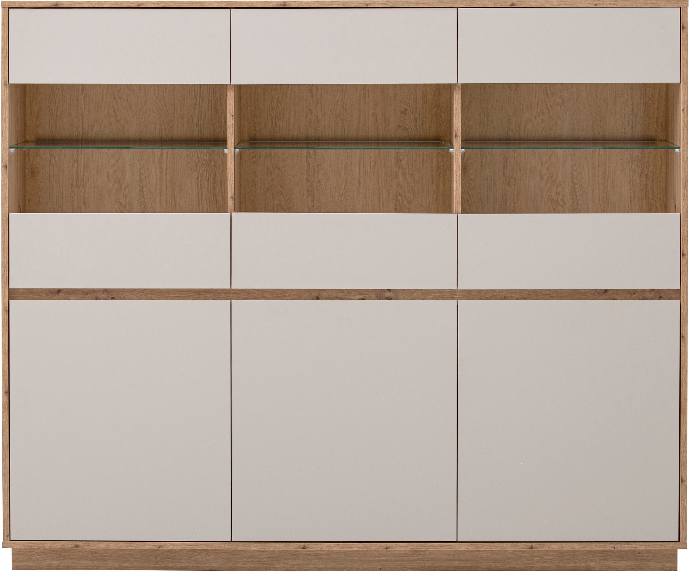 Home affaire Highboard »Sonora, moderner Schrank, Stauraumelement in Eiche Artisan, Kommode« filigrane Rahmenoptik, ausreichend Stauraum, vielseitig einsetzbar