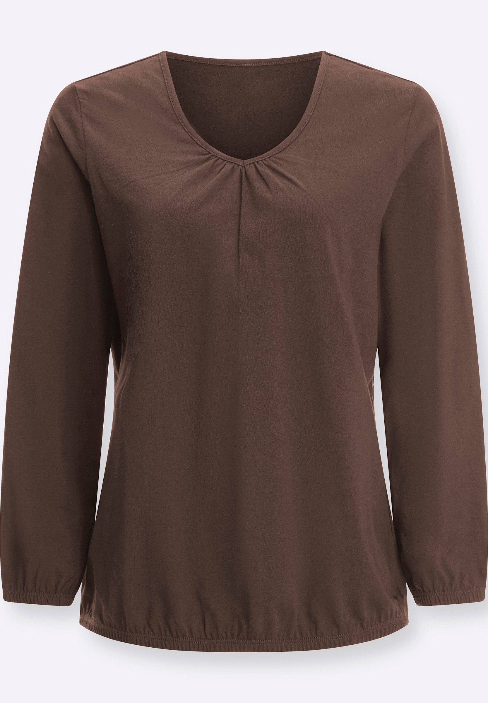 Sieh an! T-Shirt »Langarm-Shirt Langarmshirt mit Raffung am Ausschnitt«