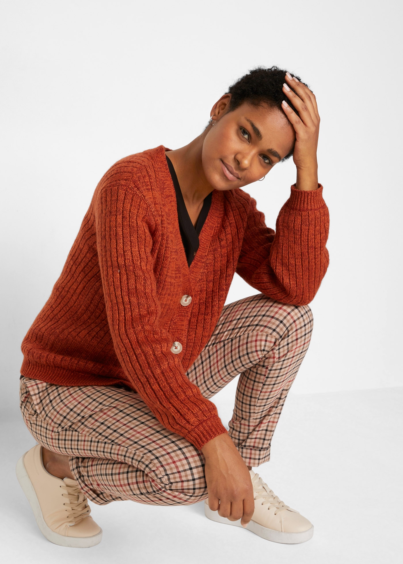 bonprix Strickjacke »Grobe Strickjacke mit recycelter Baumwolle« Grobe Strickjacke mit recycelter Baumwolle