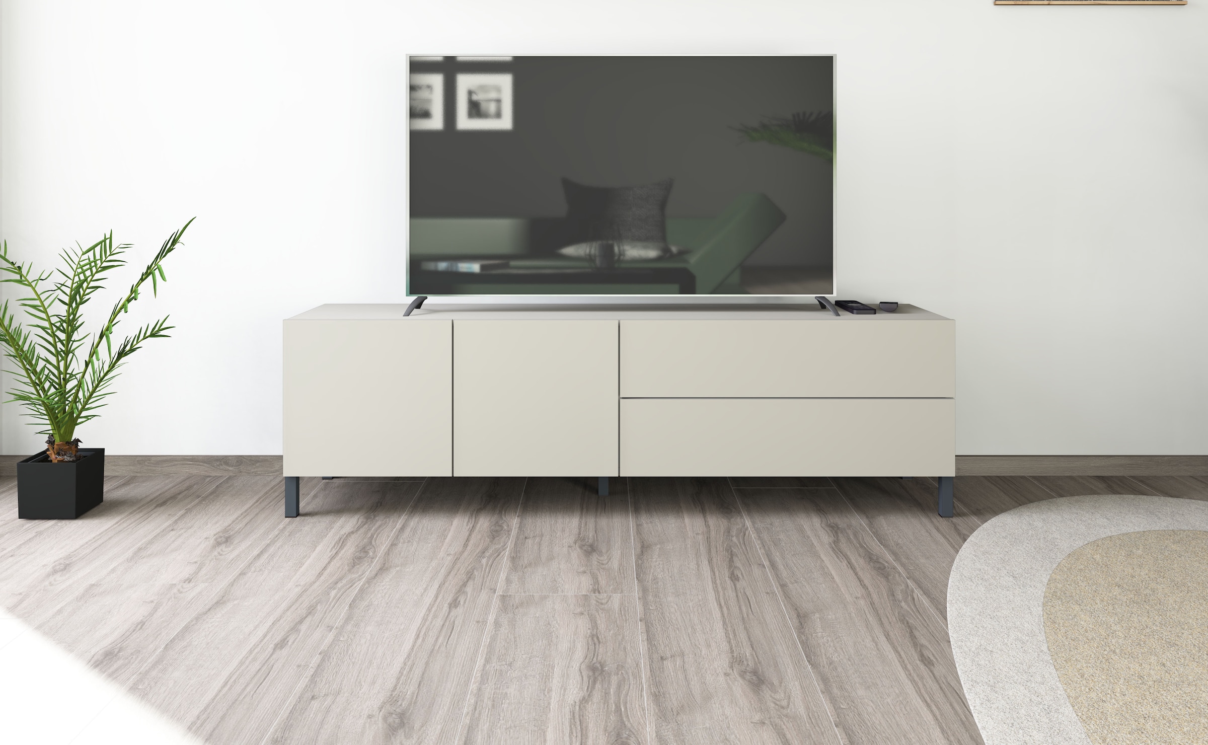 borchardt Möbel Lowboard Metallfüße, grifflose Optik