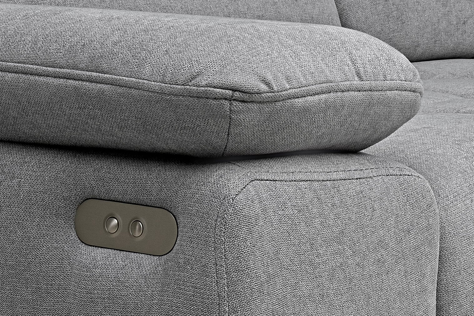 WERK2 Ecksofa »Focus-S, 277 cm breit, elek. Sitztiefenverst., verst. Kopfteile« Luxus-Microfaser weich, L-Form, XXL, elektrische Sitztiefenverstellung