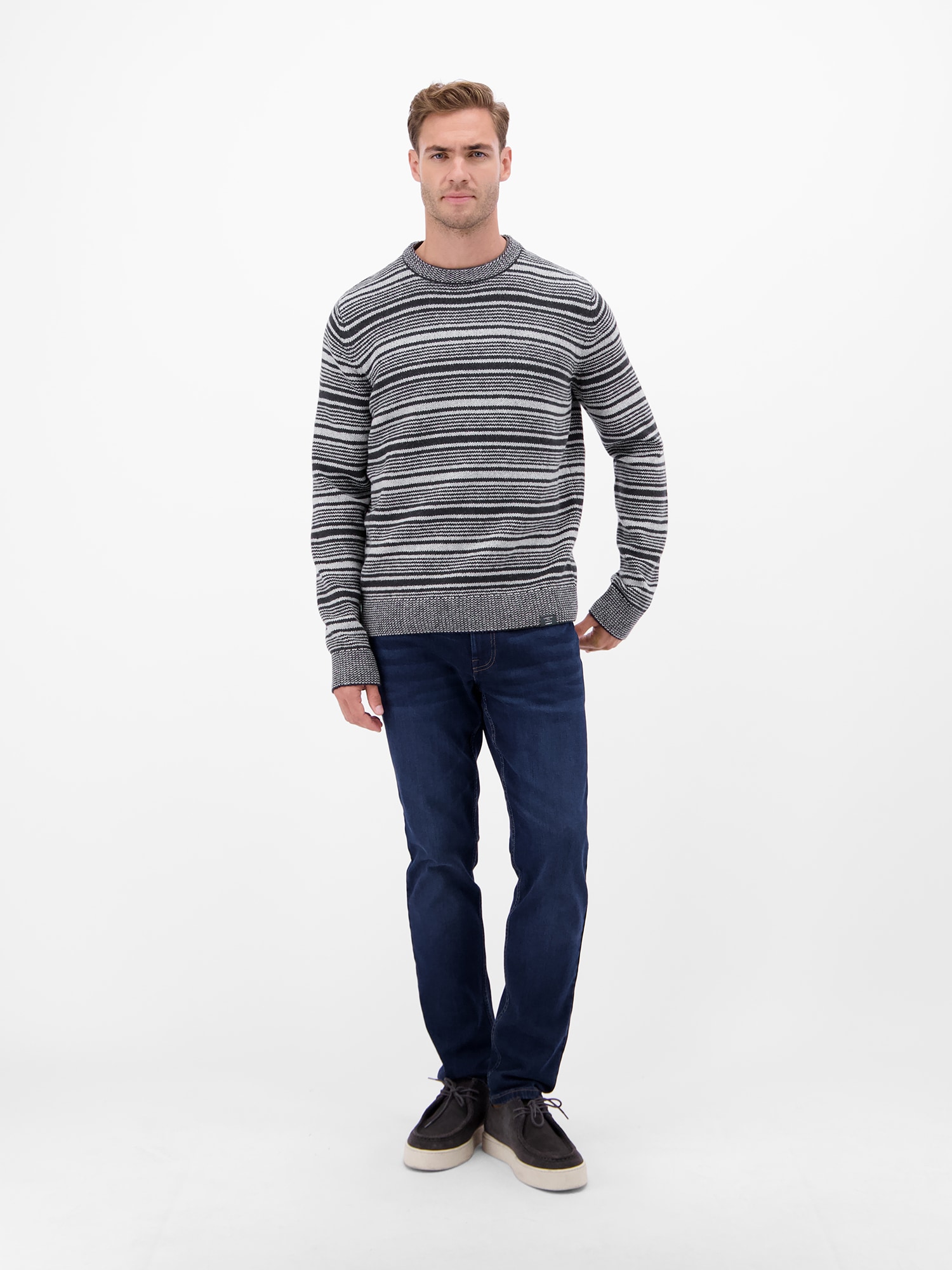 LERROS Strickpullover »Herren Crewneck-Stricker, gestreift«