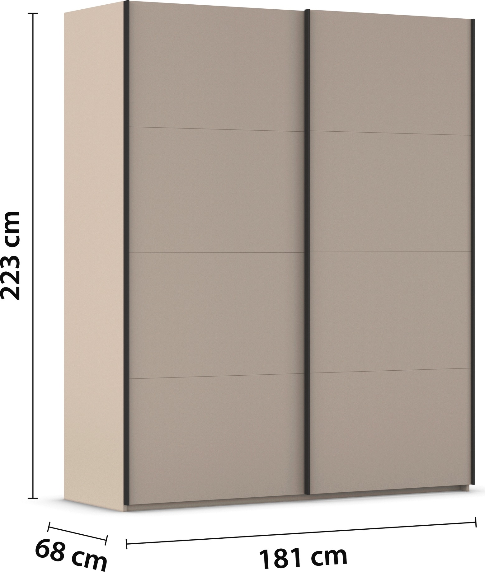 rauch Schwebetürenschrank »Kleiderschrank Schrank Garderobe Schlafzimmerschrank SCALE-FYRA«, edle viergeteilte Türen viele Farben und Griff-Farben MADE IN GERMANY