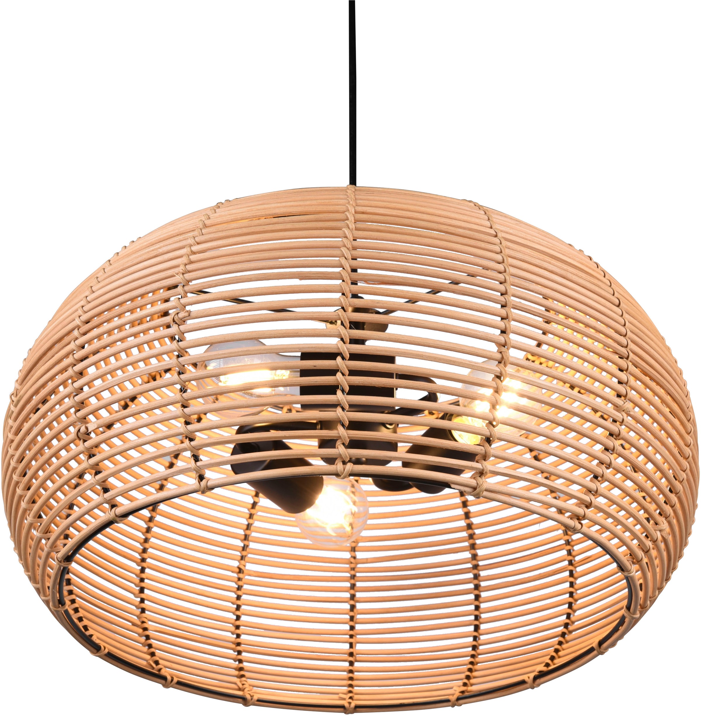 TRIO Leuchten Pendelleuchte »Inga«, 3 flammig, Leuchtmittel E27 | ohne Leuchtmittel, Hängelampe Rattan in Korbgeflecht Optik, exkl 3xE27, höhenverstellbar