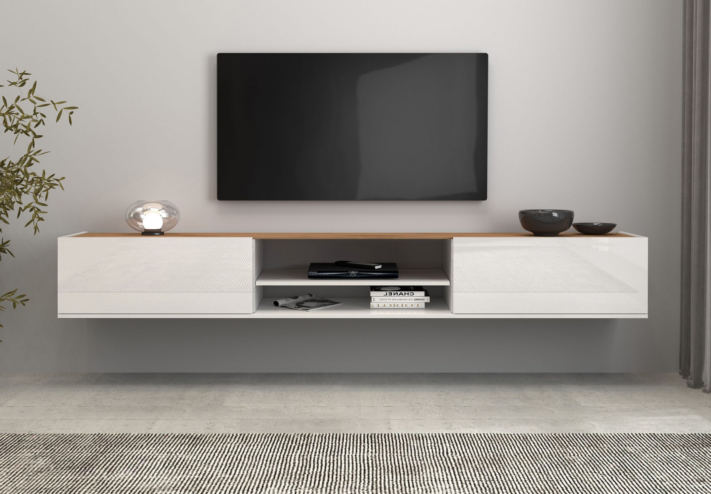 INOSIGN Lowboard »Garda,Lowboard,TV-Kommode,TV-Möbel,TV-Bank«, stehend und hängend mit 2 Klappen, 1 Einlegeboden, Breite 210 cm