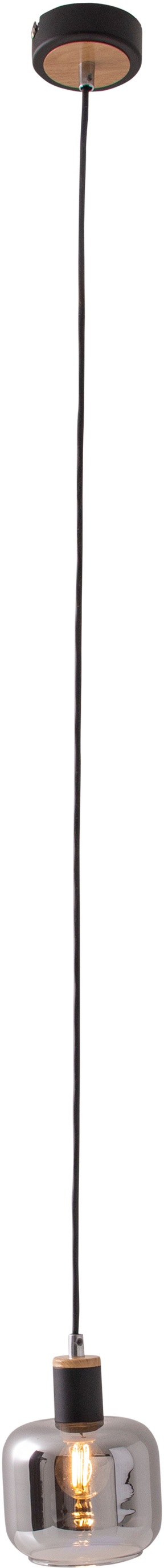 näve Pendelleuchte »Fumoso«, 1 flammig, Leuchtmittel E14 | ohne Leuchtmittel, Glasschirm dunkel getönt (rauchoptik) 1xE14 Höhe 120cm schwarz natur