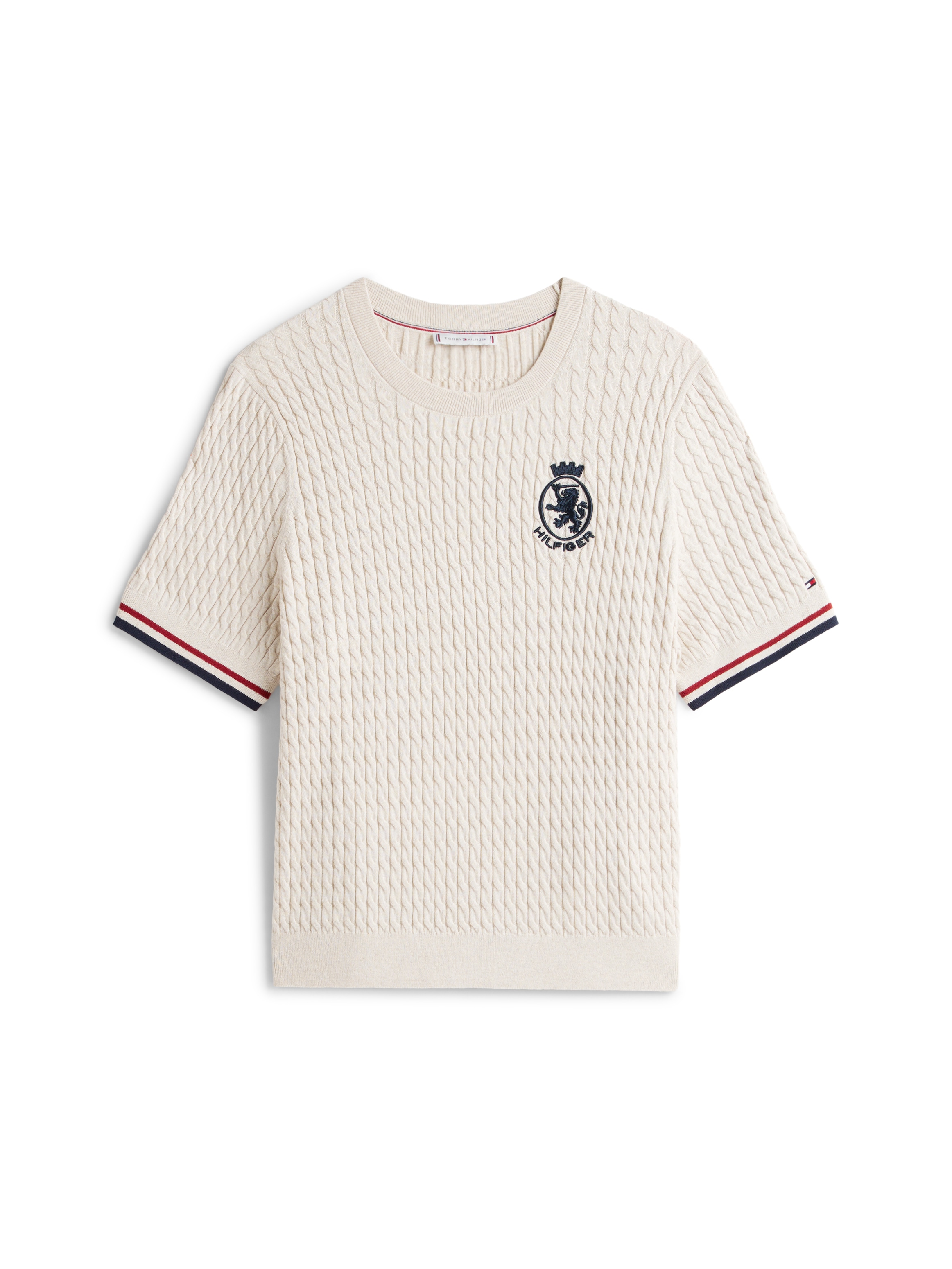 Tommy Hilfiger Curve Strickpullover »CRV CO CABLE FINE GG GPC SS SWT«, in großen Größen, mit Zopfmuster