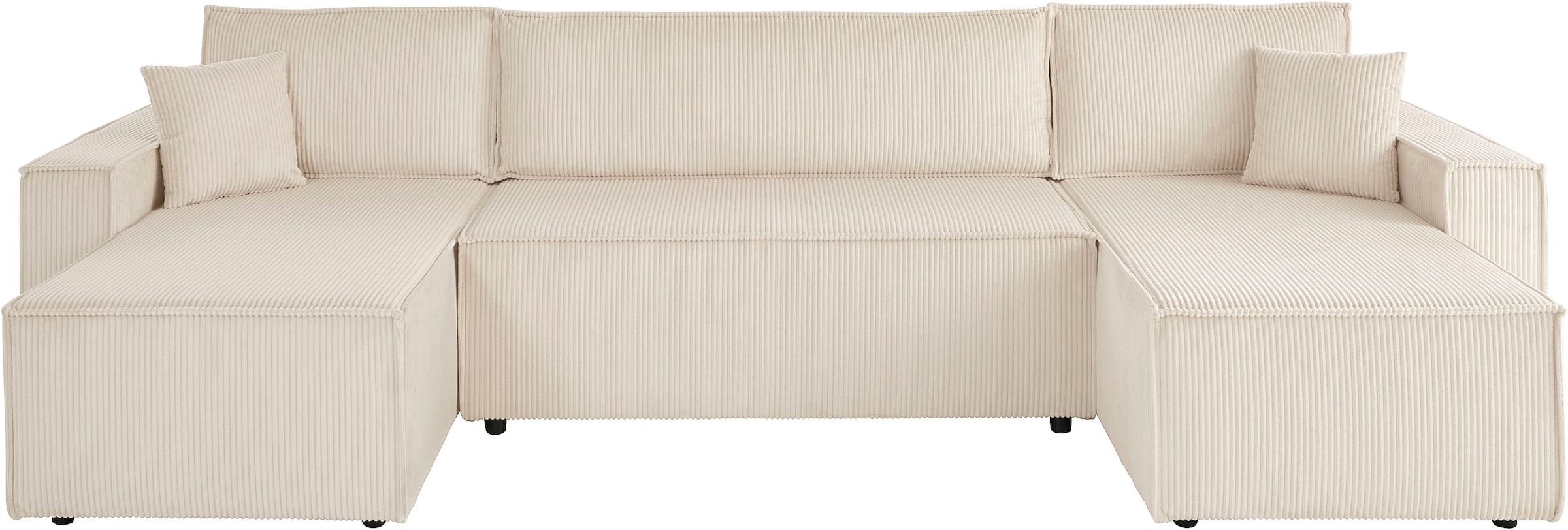OTTO home Wohnlandschaft »Cassi, 311 cm, U-Form, Schlafsofa, Dauerschläfer, Boxspringfederung«, Schlaffunktion m. Bettkasten (Cord-Bezug