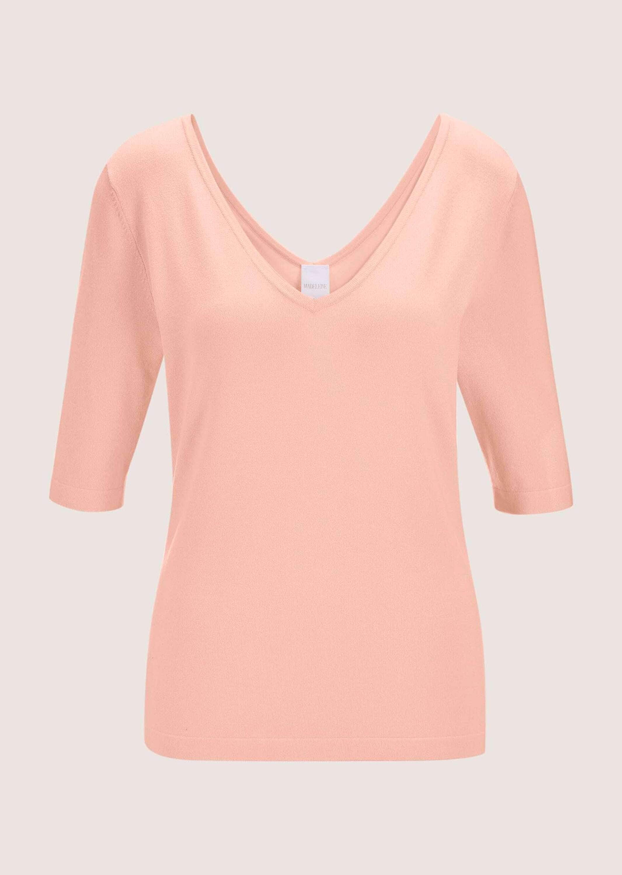 MADELEINE Longpullover »Pullover Halbarm-Pullover mit V-Ausschnitt«