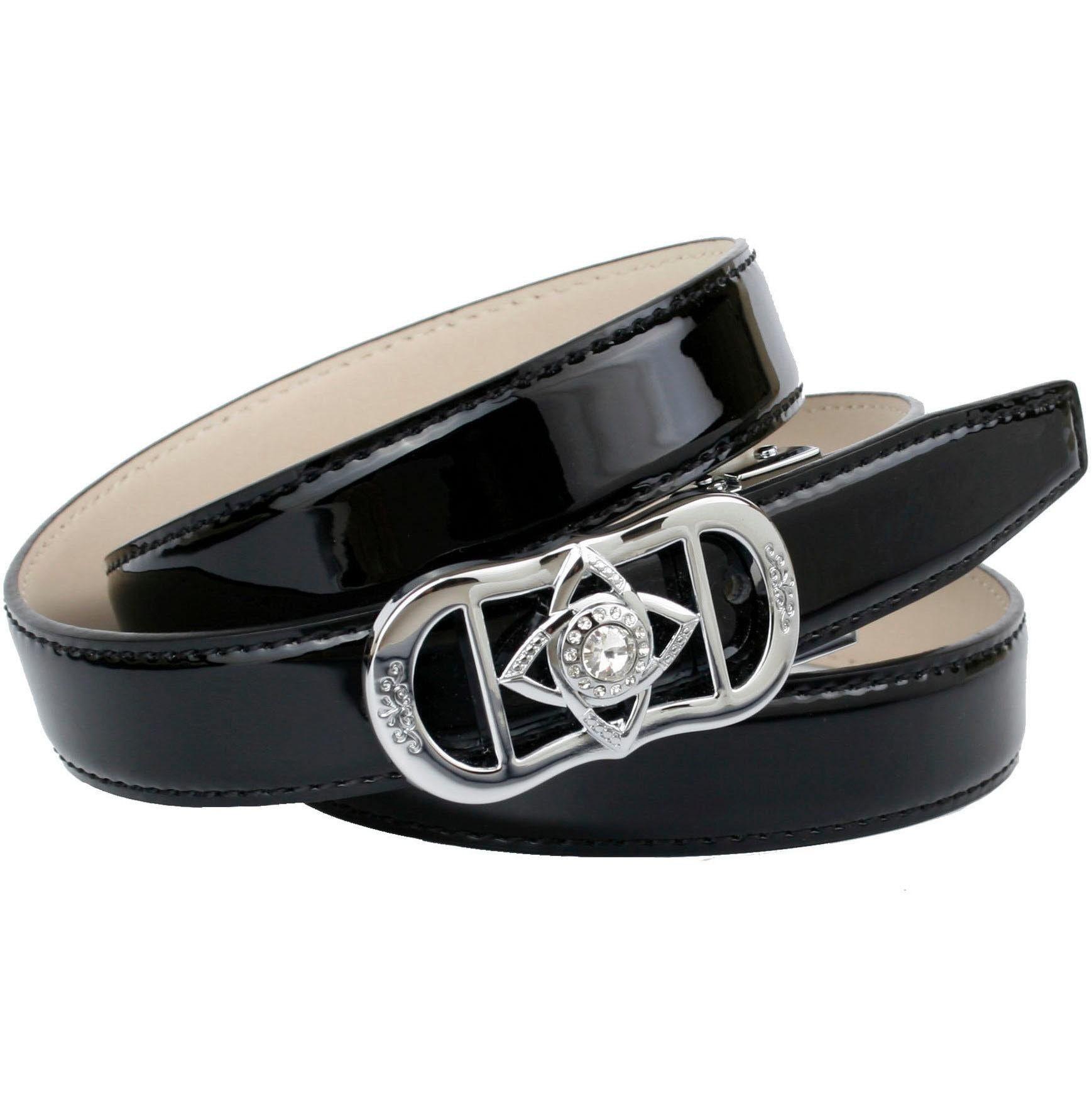 Anthoni Crown Damen Ledergürtel mit exklusiver Koppelschließe in schwarz, Größe 80