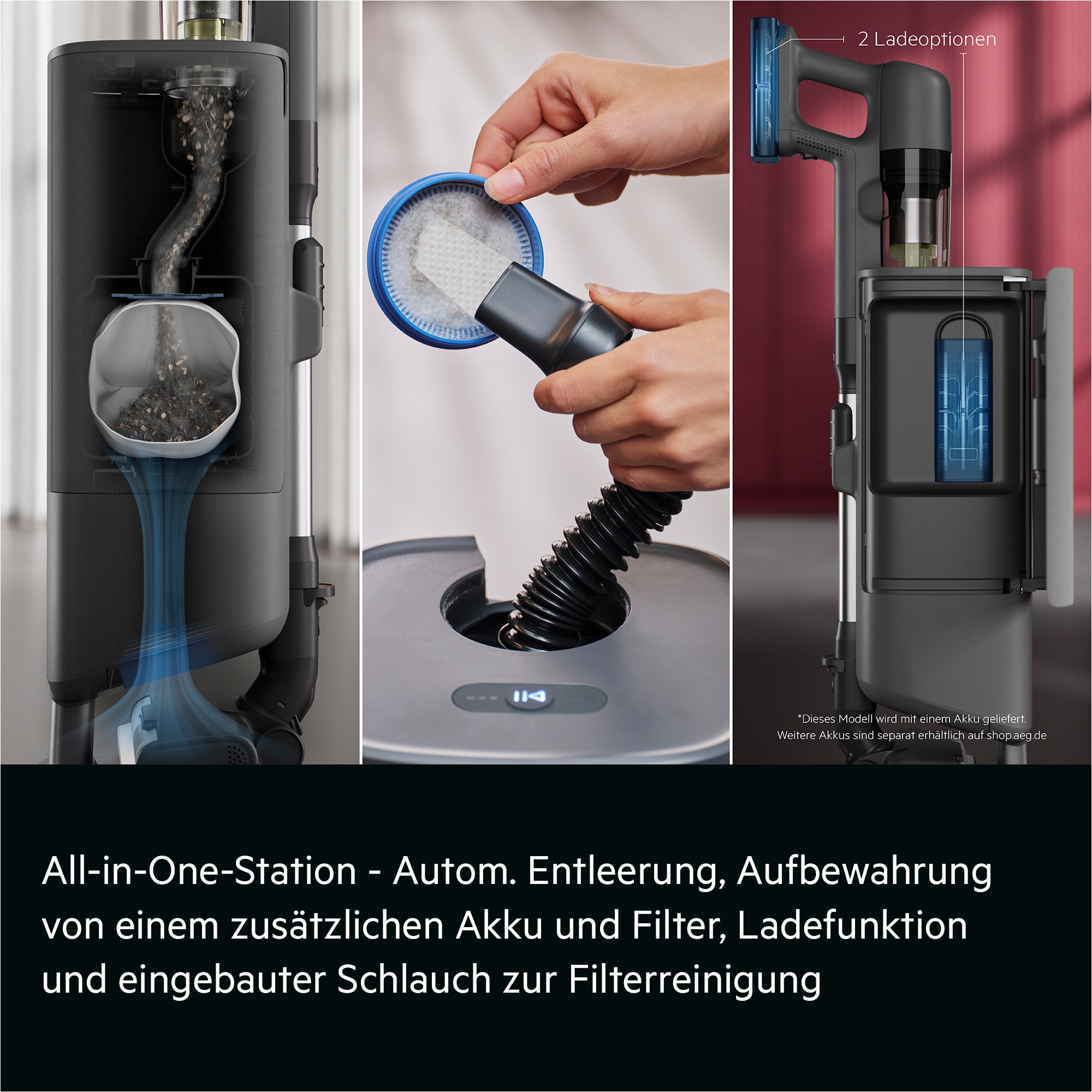 AEG Akku-Hand-und Stielstaubsauger »AP72UB21ES« Leistungsstark-HEPA-Filter; hygienischer All-in-One Station