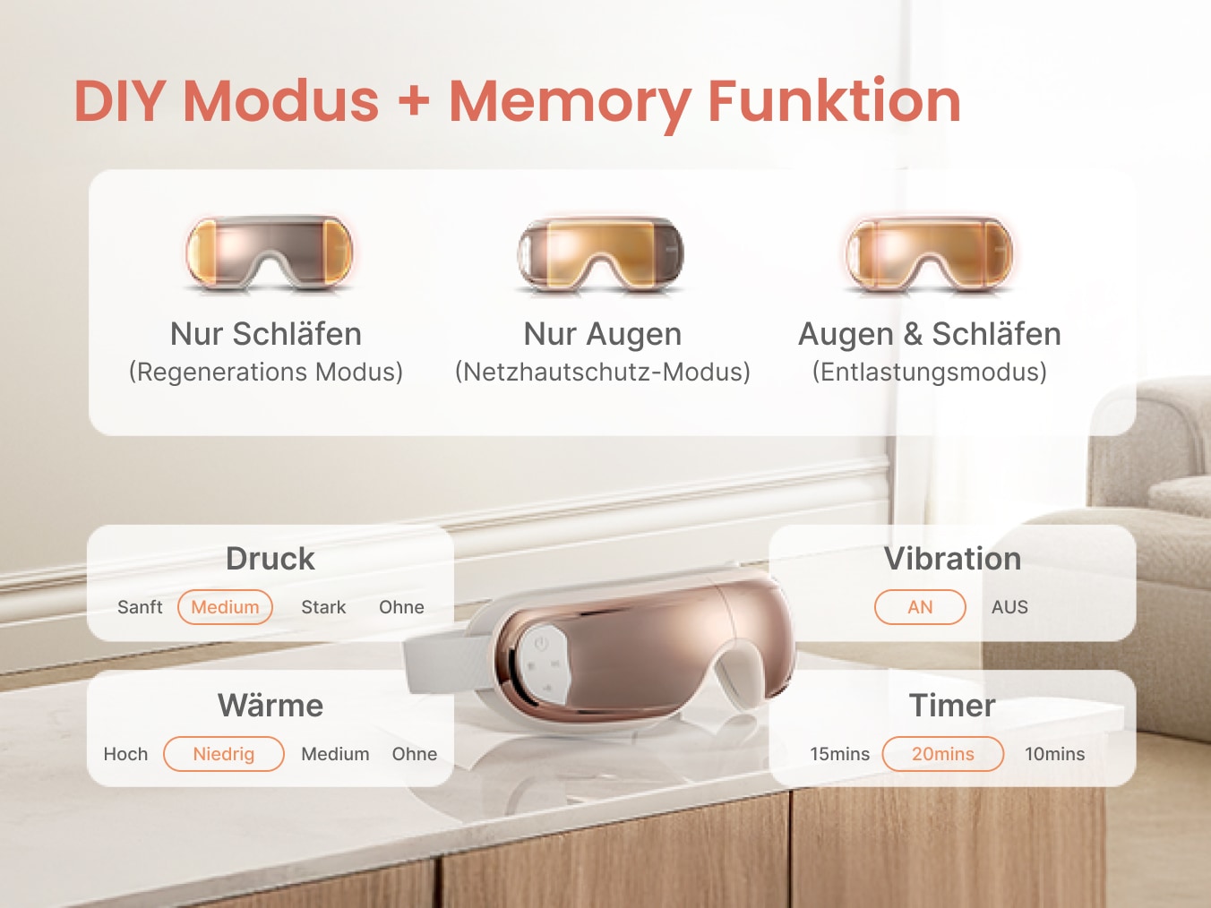 Renpho Gesichtsmassagegerät »Renpho Eyeris 3 Eye massager G010V« Sprachgesteuertes Pflegeerlebnis mit Wärme, Kühlung und Akupressur