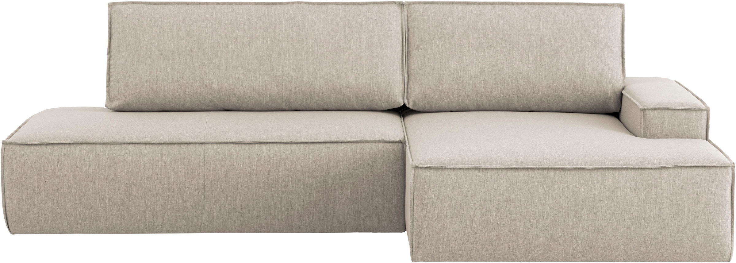 OTTO home Ecksofa »SHERWOOD Leinenoptik  Schlafsofa in L-Form offen (275cm)« Schlaffunktion und Bettkasten, Kedernaht, hoher Sitz- & Liegekomfort,