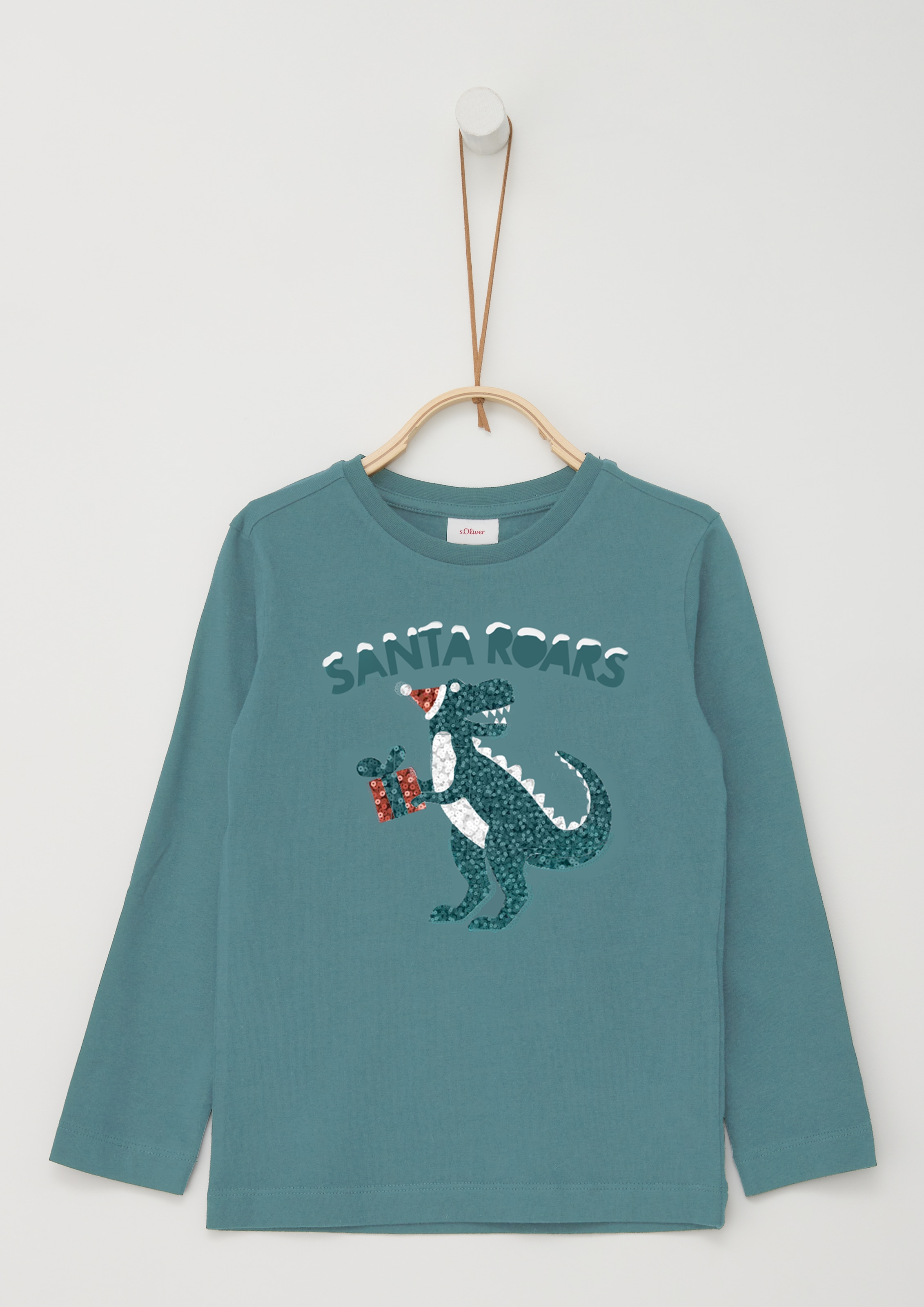 s.Oliver Junior Langarmshirt, mit Dino aus Pailetten