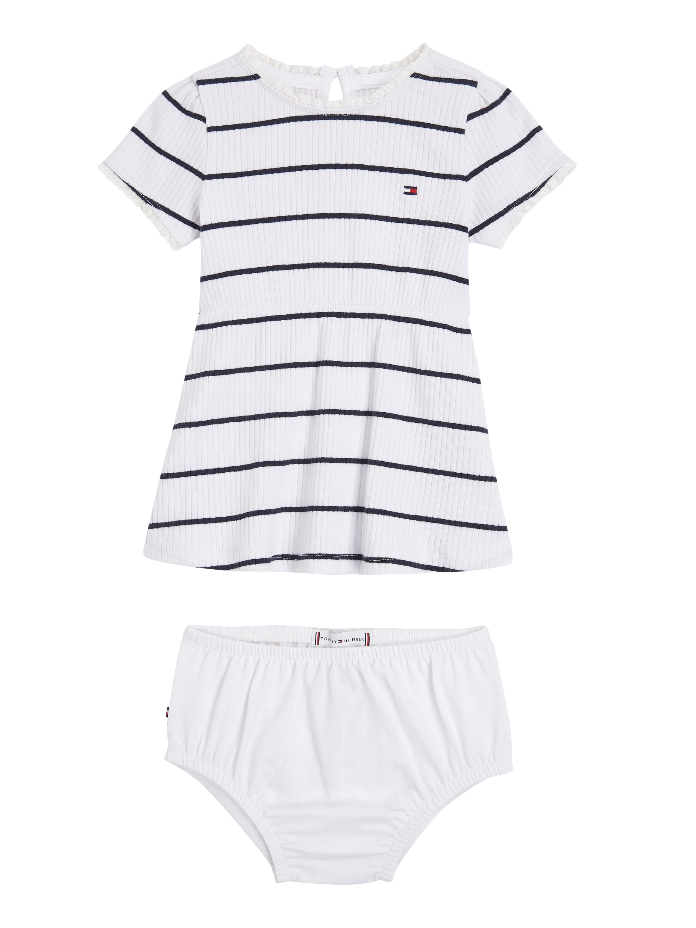 Tommy Hilfiger Minikleid »BABY STRIPED RIB DRESS S/S«, (2 tlg.), Baby bis 2 Jahre