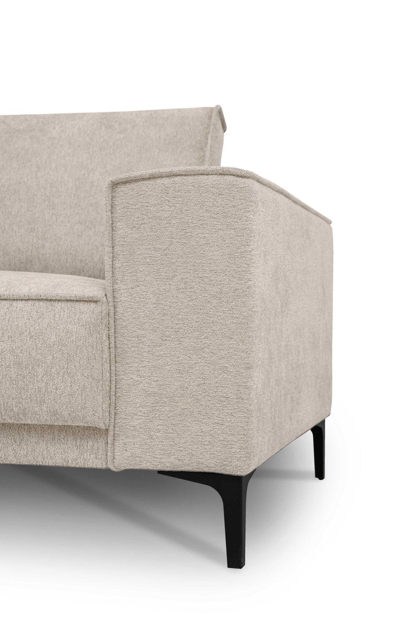 Places of Style Ecksofa »Polsterecke Oland, Struktur, Flachgewebe, Luxus-Microfaser, Boucle«, L-Form, 289 cm, Wellenunterfederung, Skandi-Design, Metallfüße