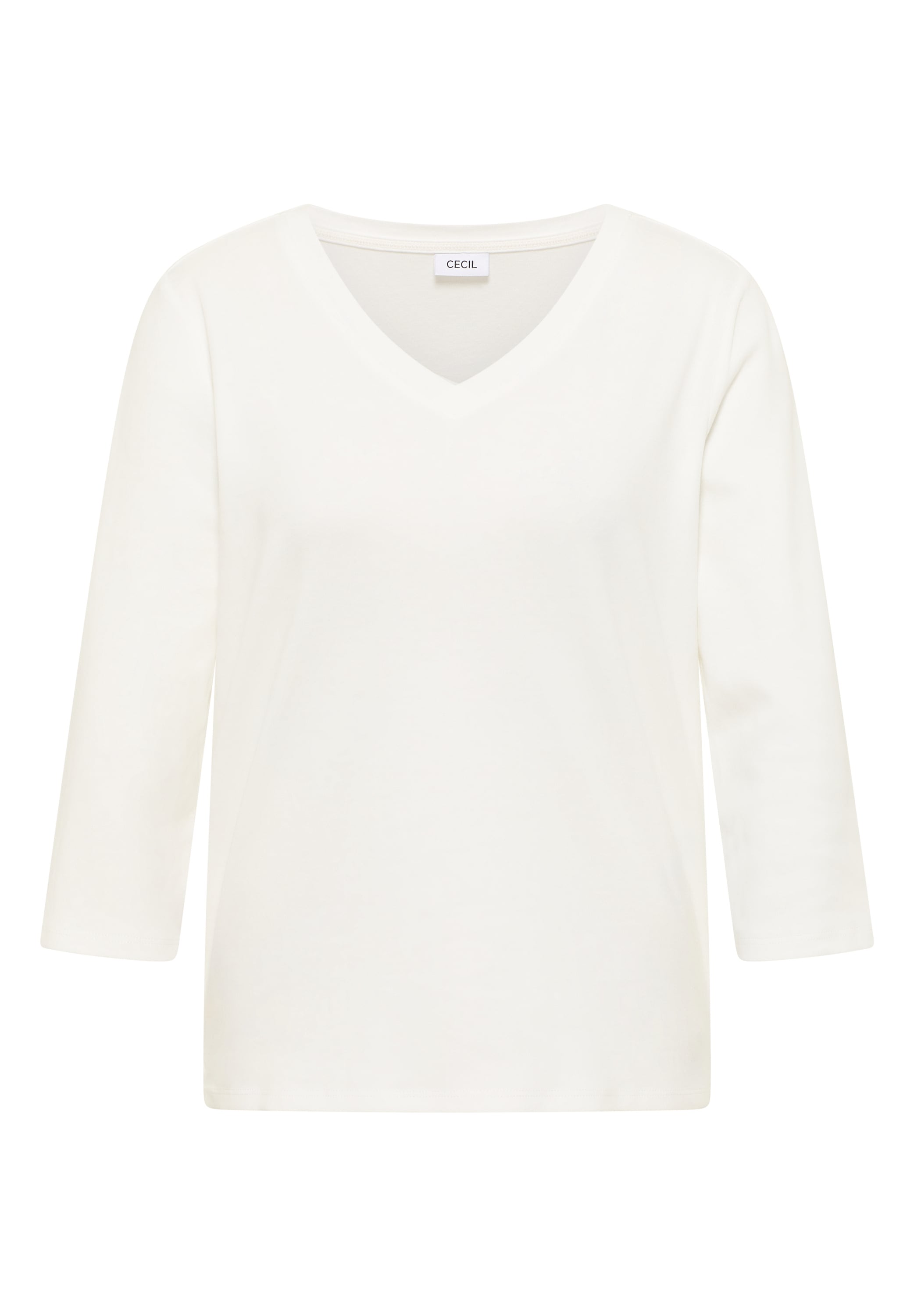 Cecil 3/4-Arm-Shirt, mit V-Ausschnitt, unifarben