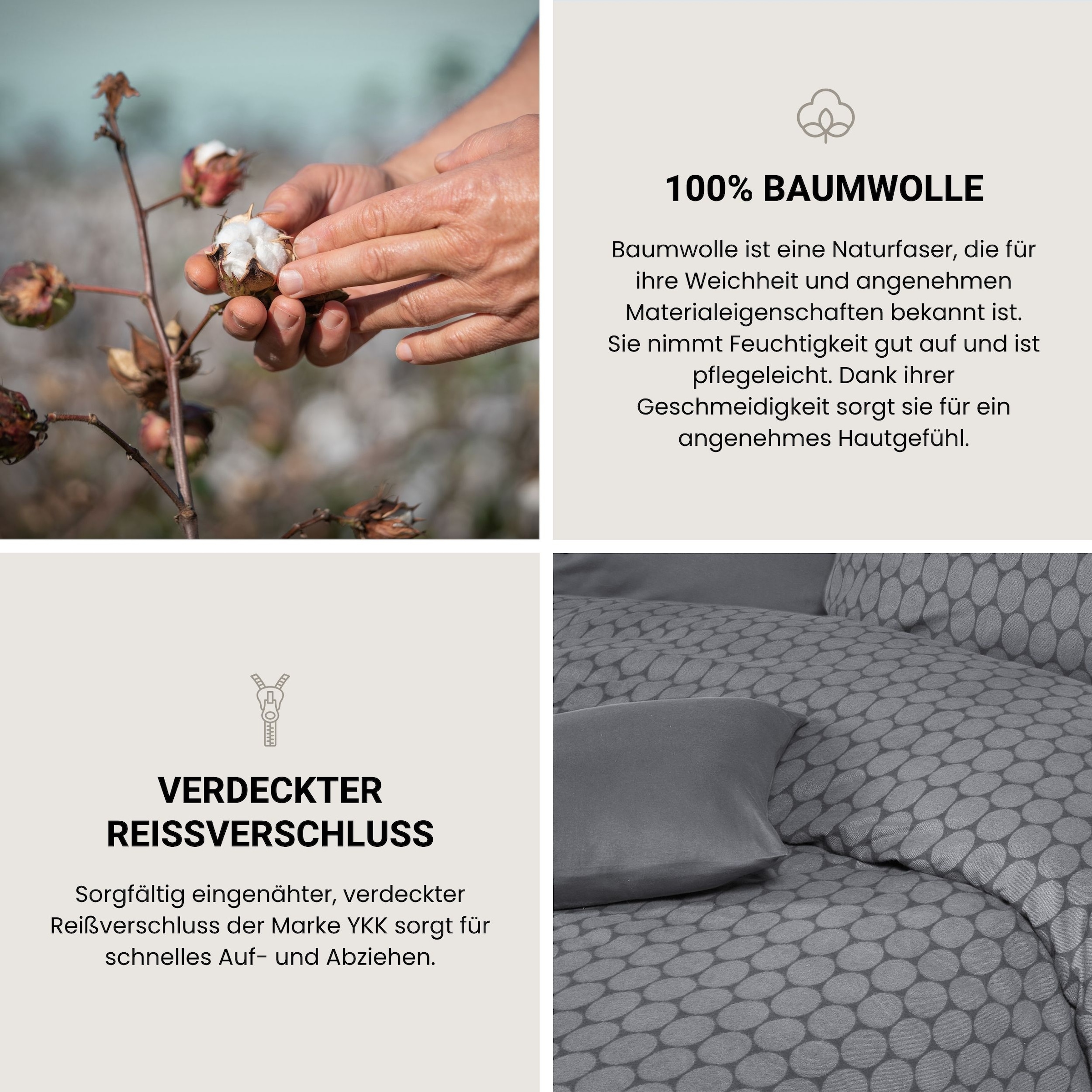 Schiesser Bettwäsche »Drops aus wärmender Feinbiber-Qualität mit dezentem Grafikprint« 2 Stk. OEKO-TEX® MADE IN GREEN