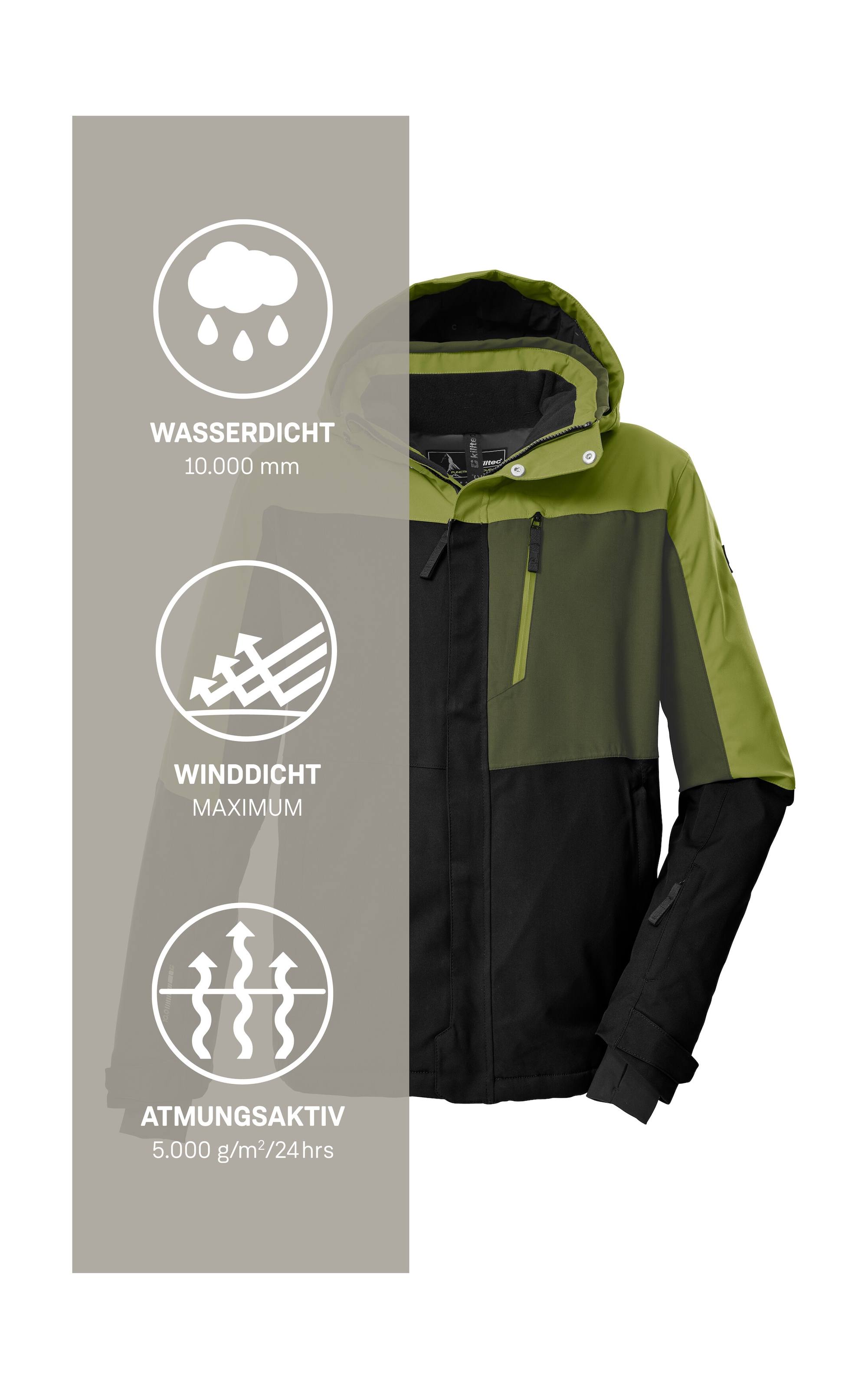 Killtec Skijacke »KSW 52 MN SKI JCKT« Wasserdichte, atmungsaktive Herrenjacke mit Schneefang und Taschen
