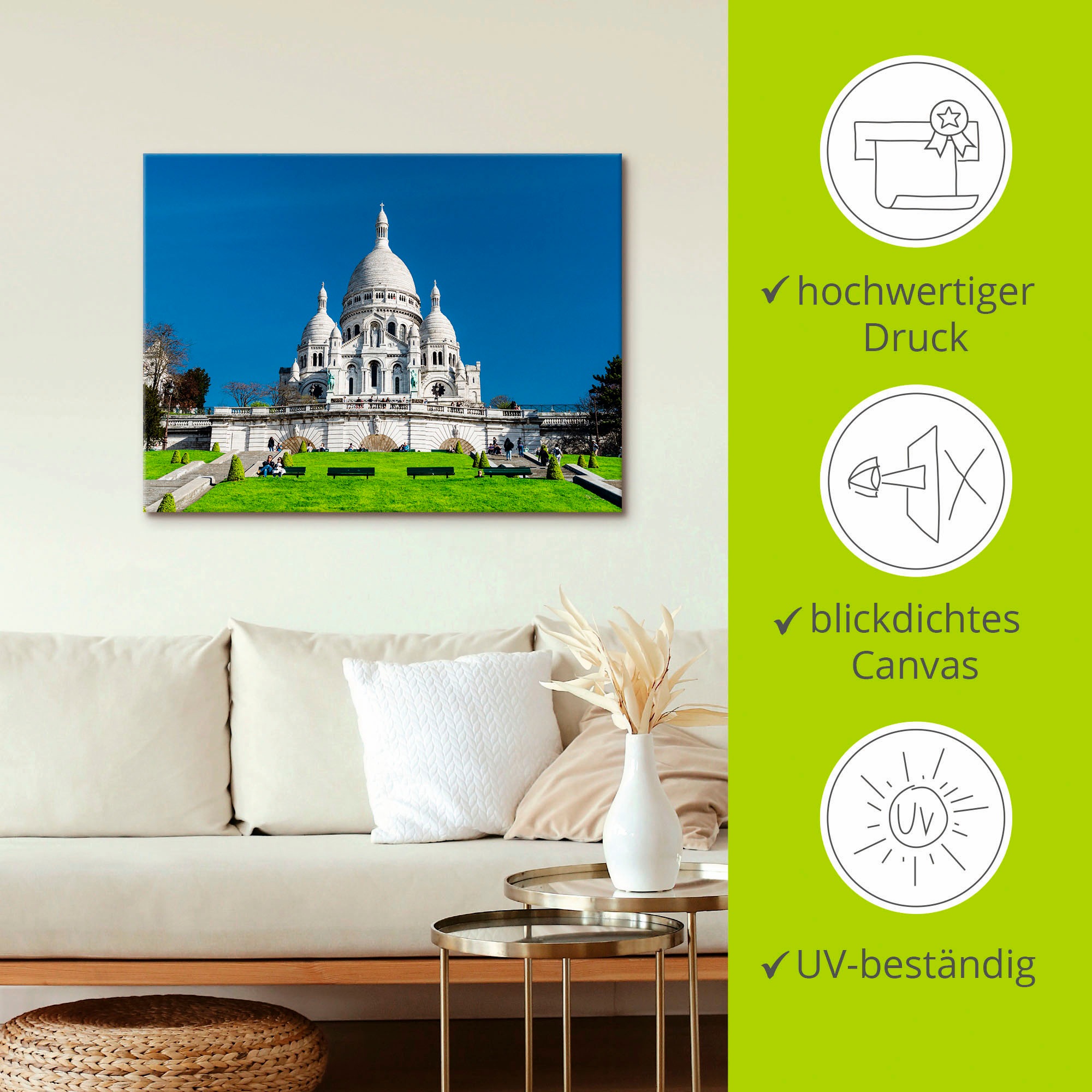 Artland Leinwandbild »Paris Sacre Coeur« Gebäude 1 Stk. tlg. auf Holzrahmen gespannt