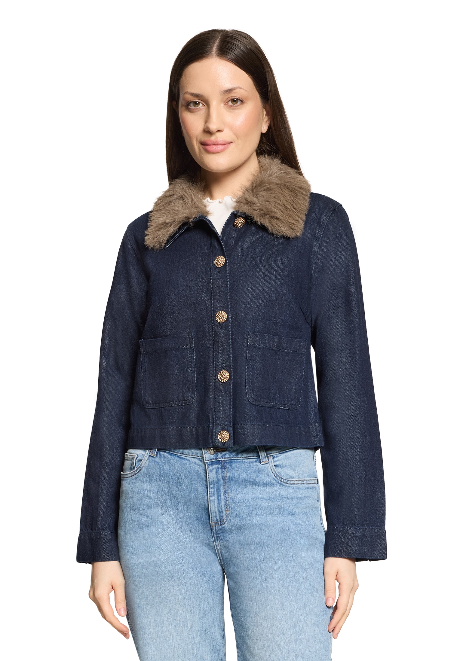Cartoon Jeansblazer »Jeansjacke mit Kunstfellkragen«