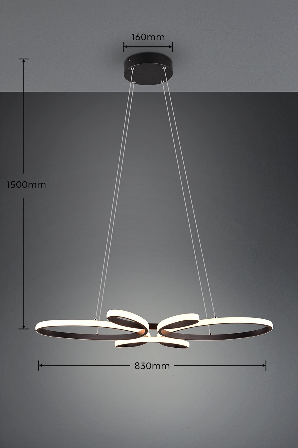 TRIO Leuchten LED Pendelleuchte »FLY, Hängelampe LED 32W 3900 Lumen warmweiß 3000K 3-Stufen dimmbar« LED-Board 1 Stk. Warmweiß höhenverstellbar: max 150cm, Maße 83x45 cm, Hängeleuchte Küche Wohnen