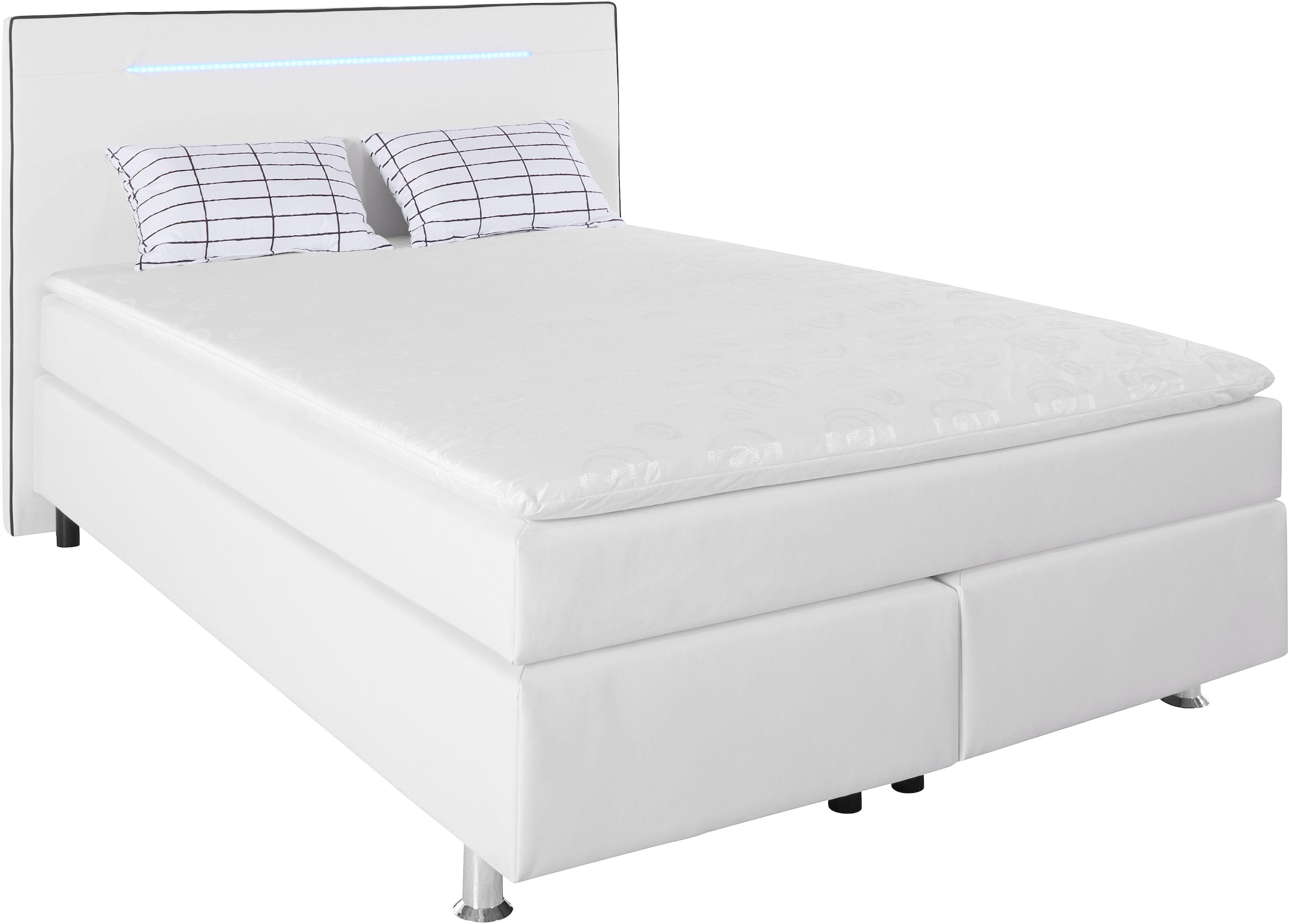 COLLECTION AB Boxspringbett »London, inklusive Topper und Kissen, mit LED-Beleuchtung« Boxspringbett erhältlich in 90cmx200cm, 140cmx200cm & 180cmx200cm