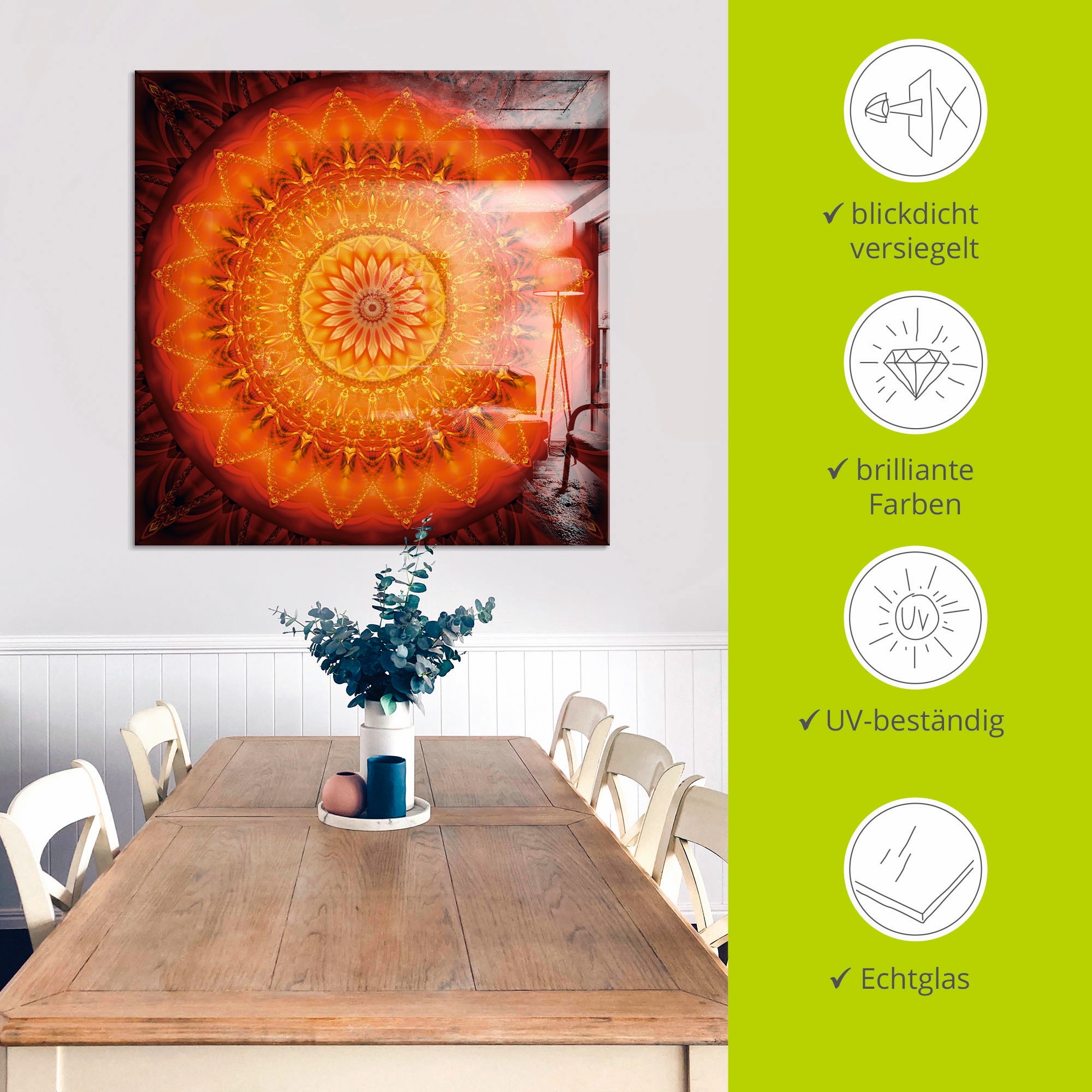 Artland Glasbild »Mandala Energie 1«, Muster, (1 St.), in verschiedenen Größen