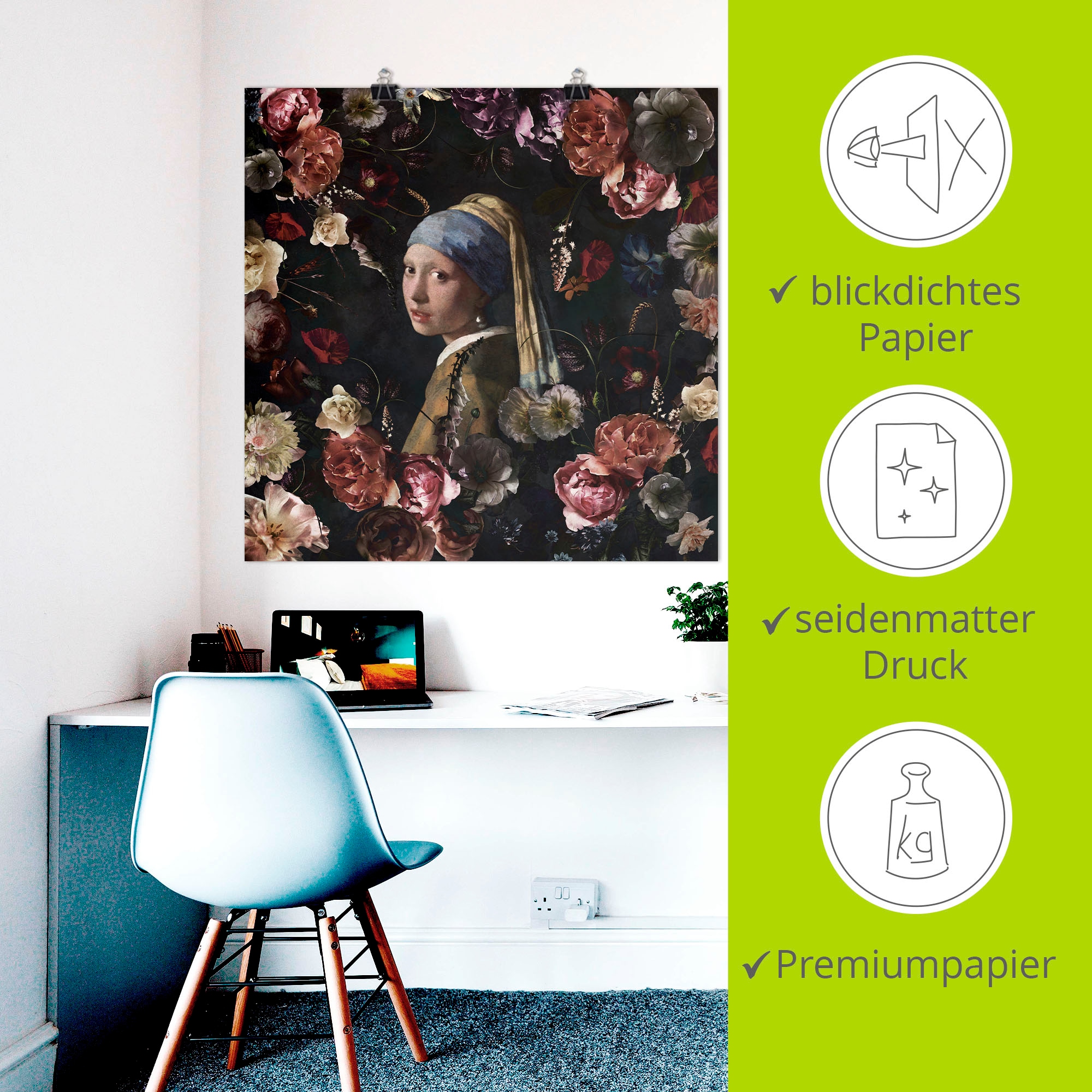 Artland Wandbild »Mädchen mit den Perlenohrring Adaption« Portrait 1 Stk. tlg. als Alubild, Leinwandbild, Poster, Wandaufkleber in verschied. Größen