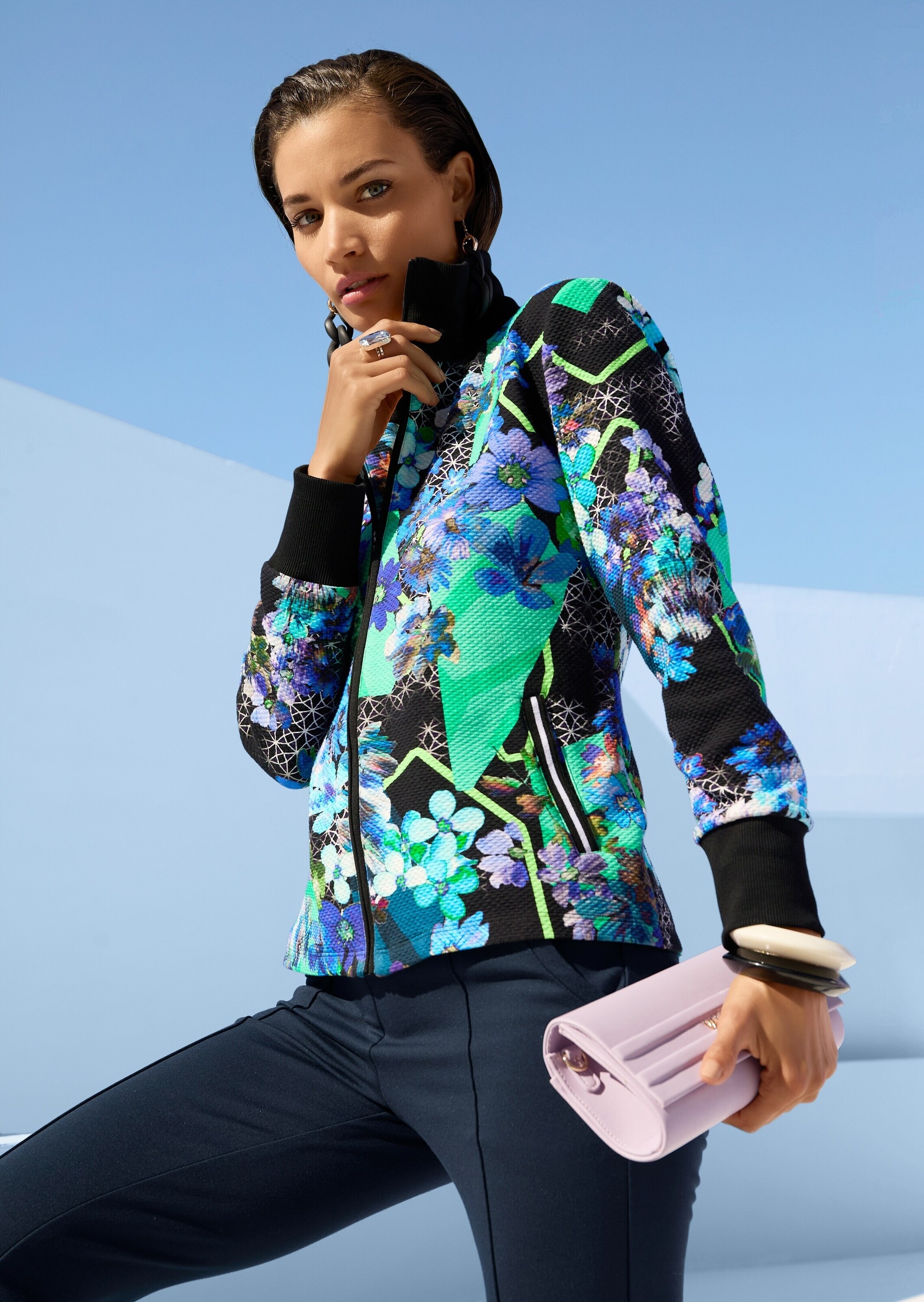 MADELEINE Kurzjacke »Blouson Florale Stretchjacke mit Reißverschluss«