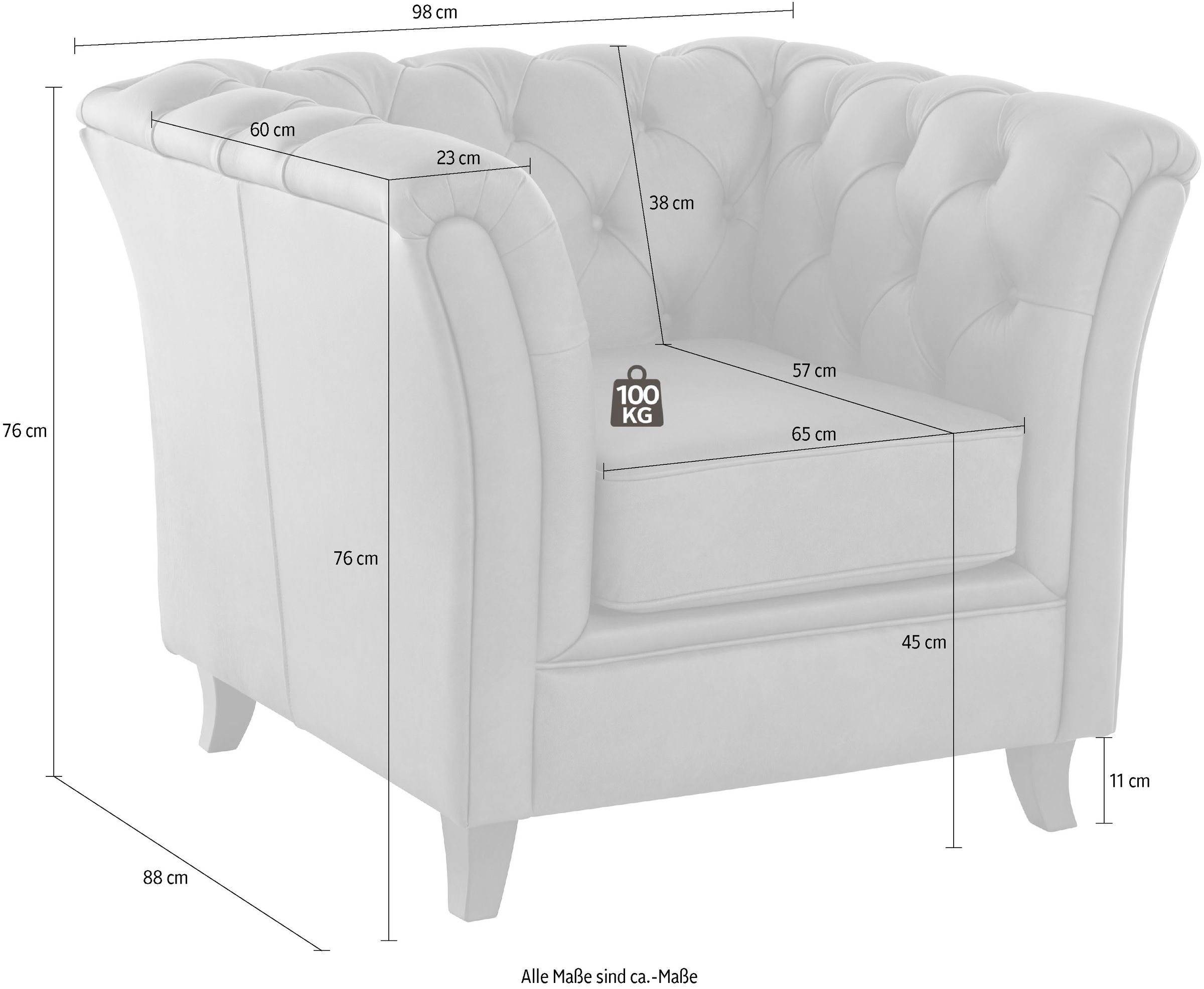 Home affaire Chesterfield-Sessel »Reims«, mit echter Chesterfield-Knopfheftung, hochwertige Verarbeitung