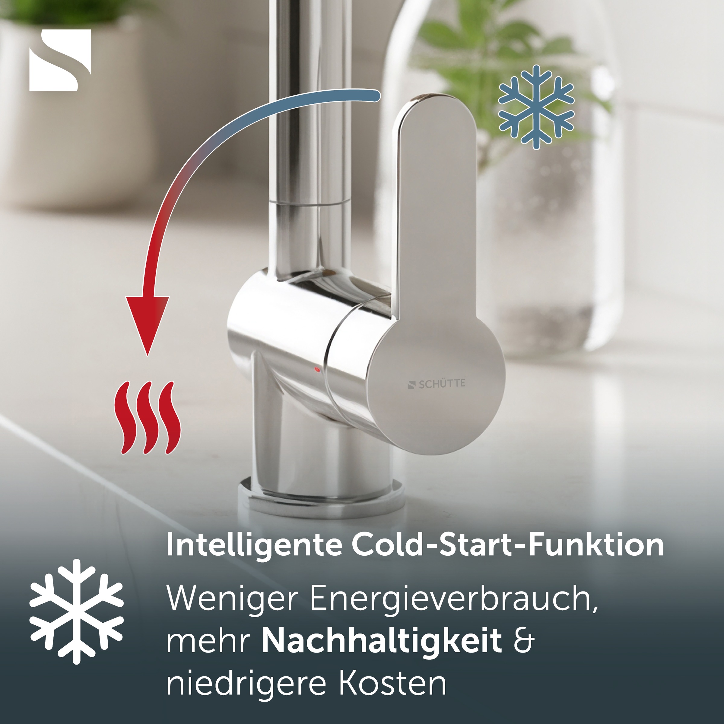 Schütte Spültischarmatur »RIO Schütte« Küchenarmatur, L-Form, Edelstahl, Cold-Start, schwenkbar, Edelstahl
