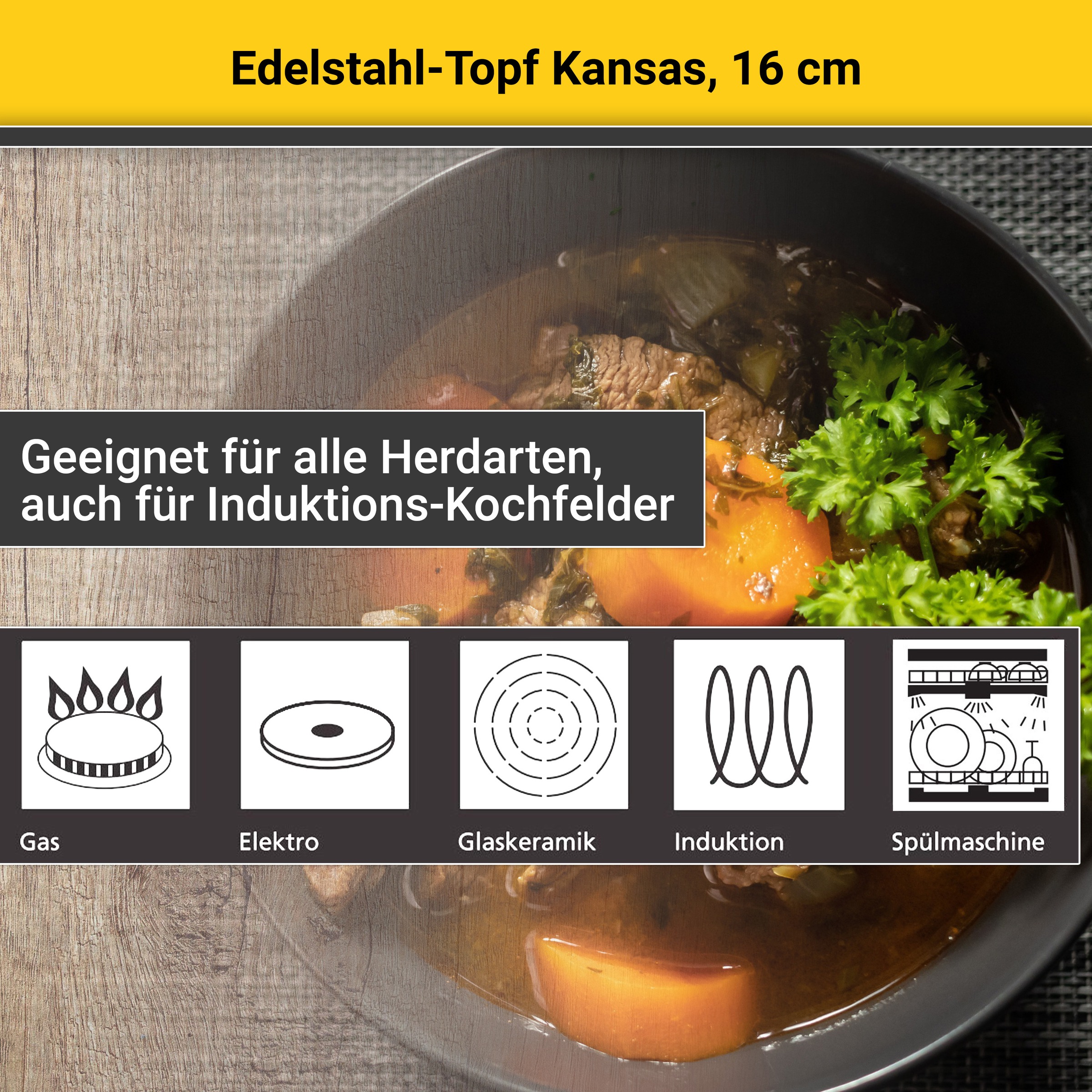 Krüger Fleischtopf »Edelstahl-Fleischtopf Kansas« 1 Stk. tlg. Edelstahl