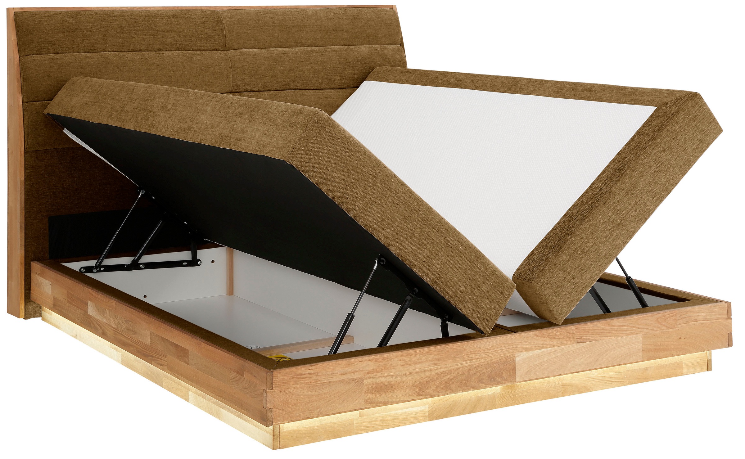 OTTO home Boxspringbett »JENNA in verschiedenen Farben und Breiten erhältlich« LED-Beleuchtung, mit zertifizierten, recycelten Bezugsstoffen